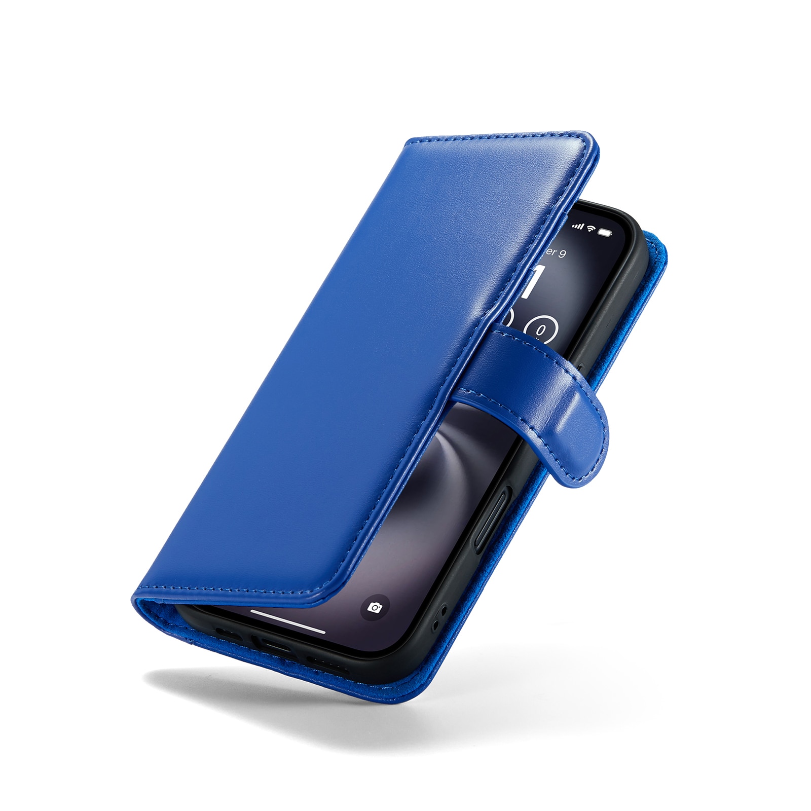 iPhone 16 Plånboksfodral i Äkta Läder, Blå