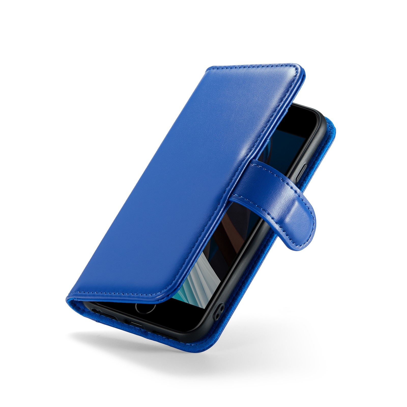 iPhone SE 2022 Plånboksfodral i Äkta Läder, Blå