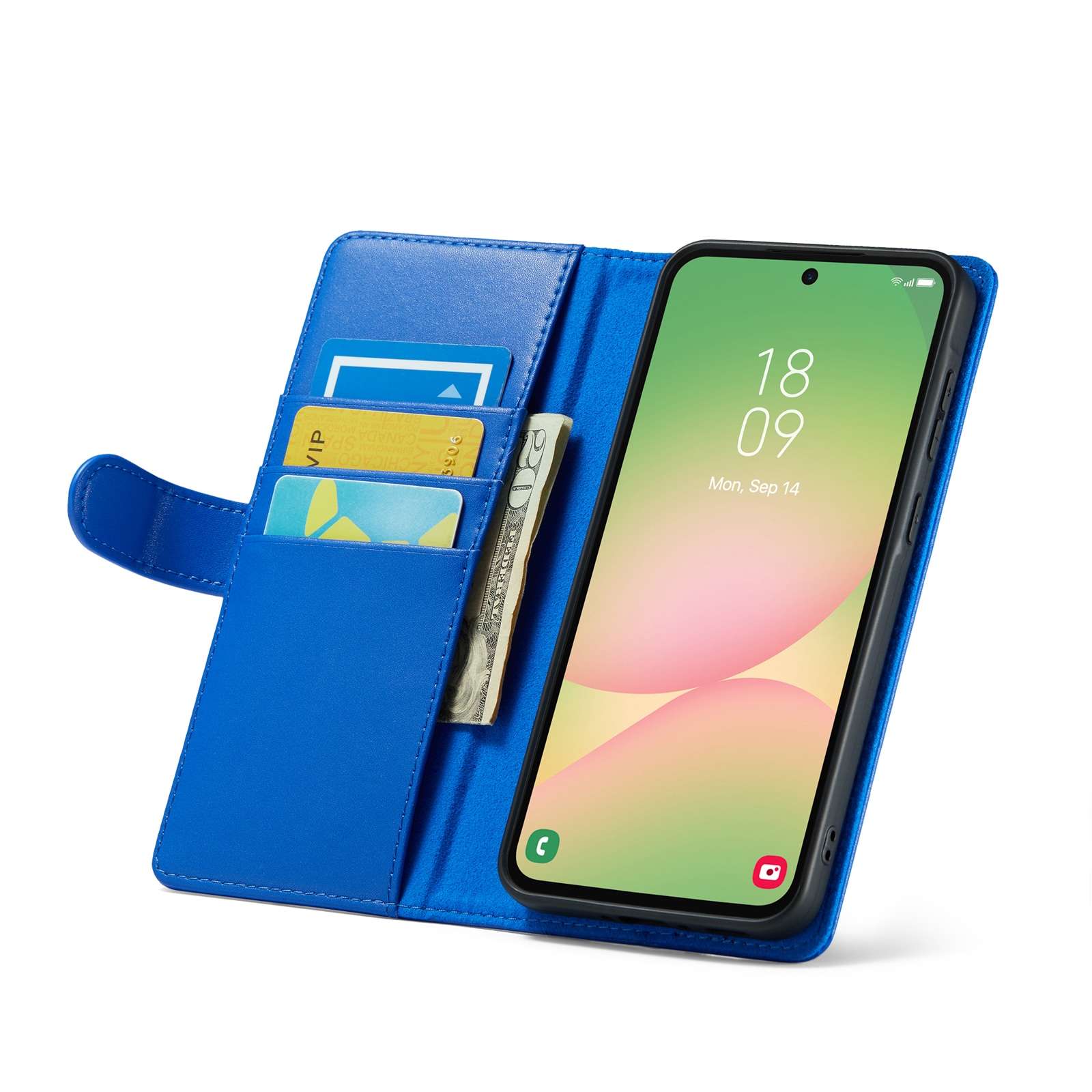 Samsung Galaxy A56 Plånboksfodral i Äkta Läder, Blå