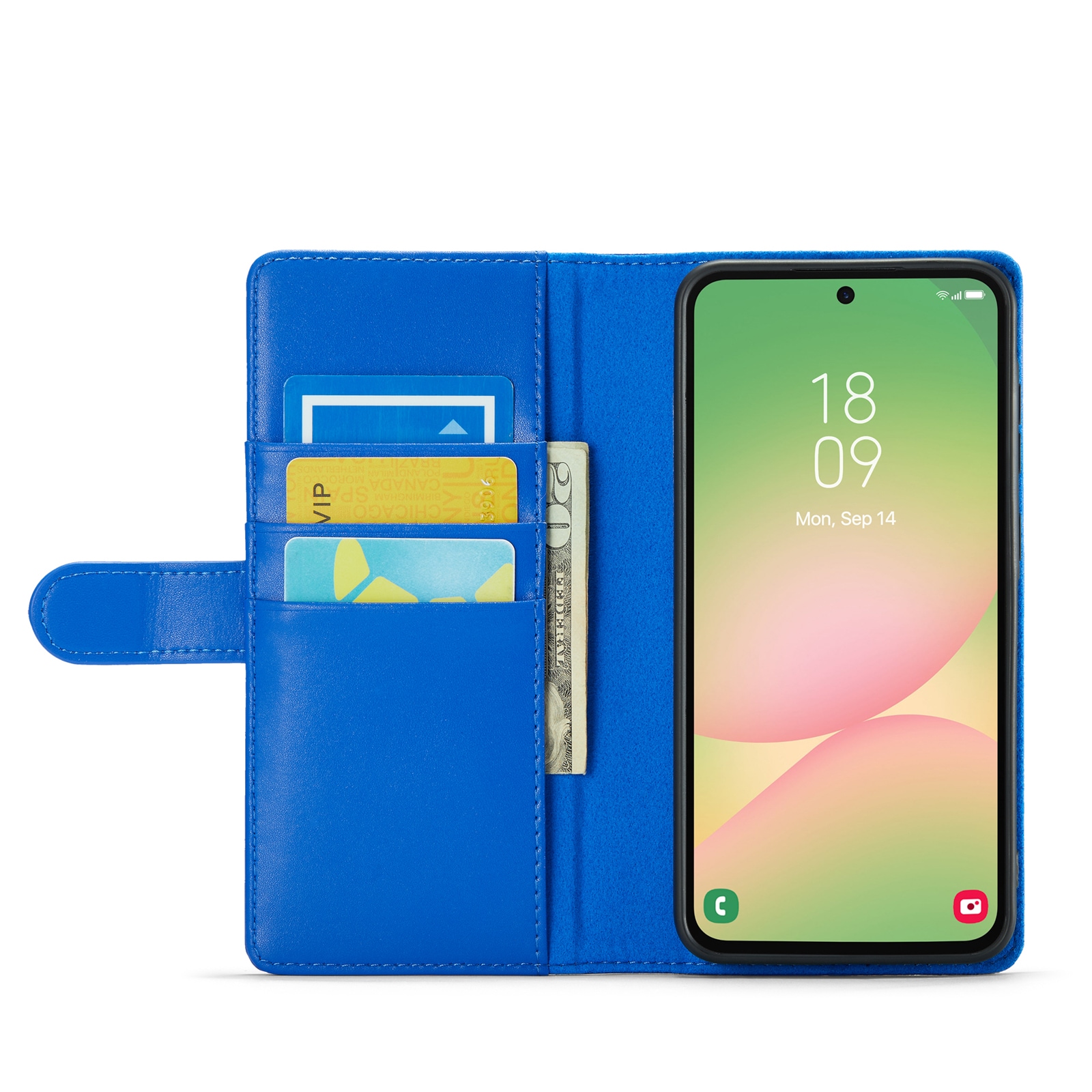 Samsung Galaxy A56 Plånboksfodral i Äkta Läder, Blå