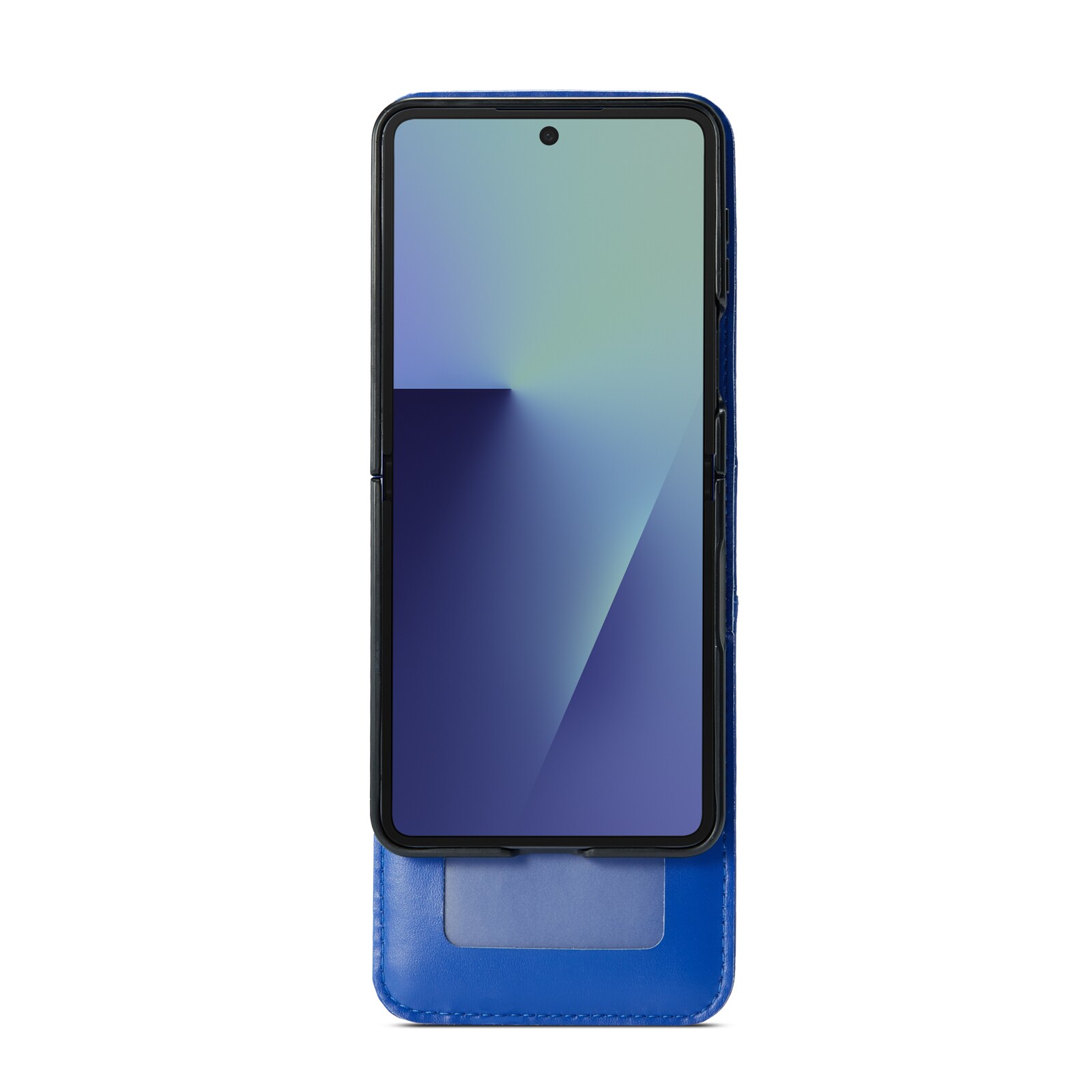 Samsung Galaxy Z Flip 7 Plånboksfodral i Äkta Läder, Blå
