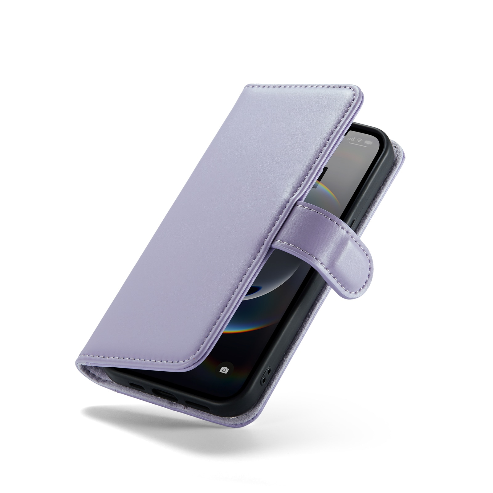 iPhone 16e Plånboksfodral i Äkta Läder, Lila