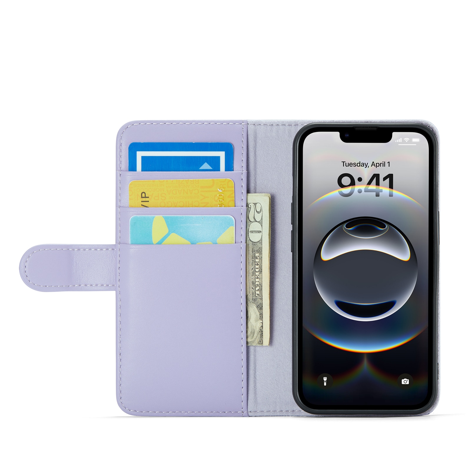 iPhone 16e Plånboksfodral i Äkta Läder, Lila