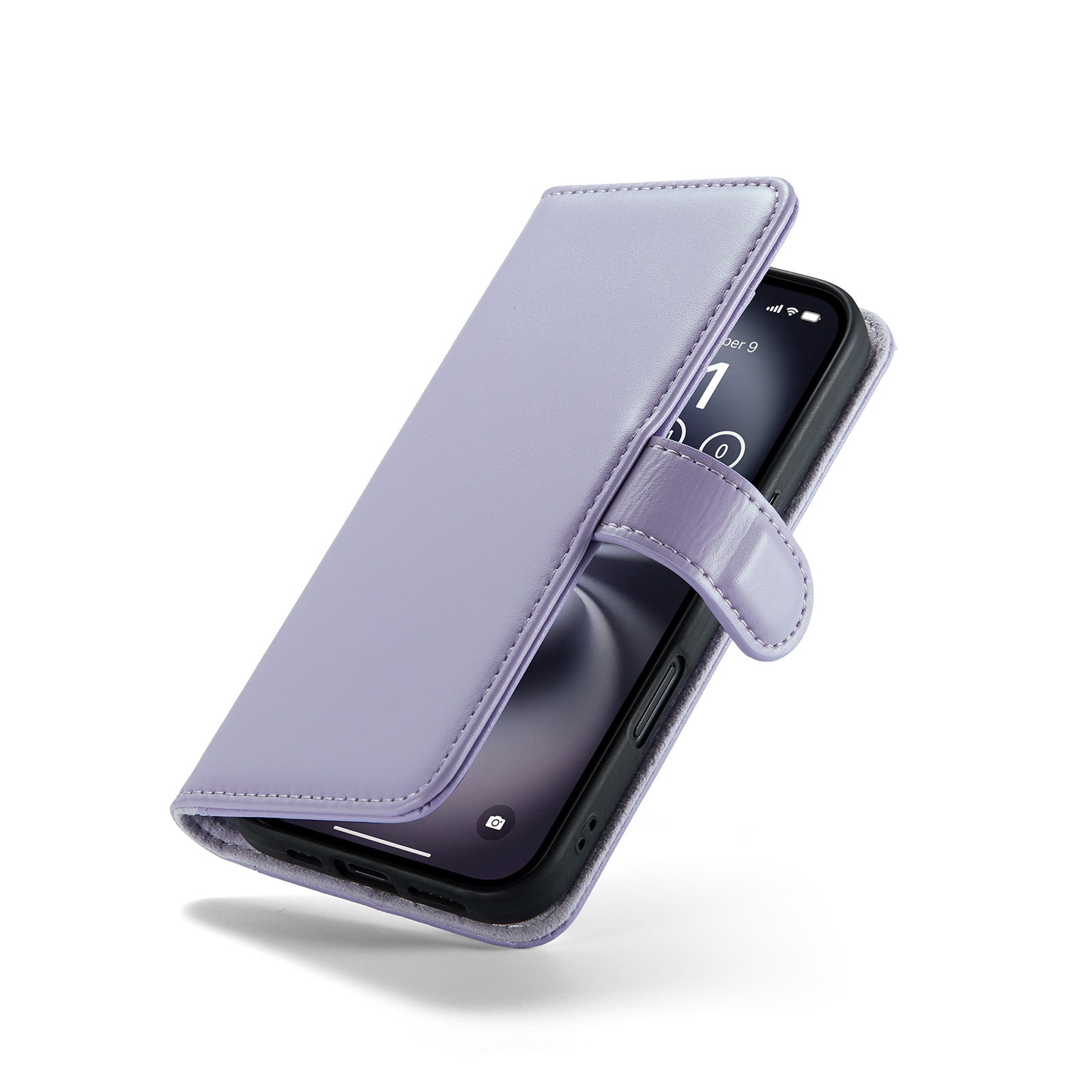 iPhone 16 Plånboksfodral i Äkta Läder, Lila