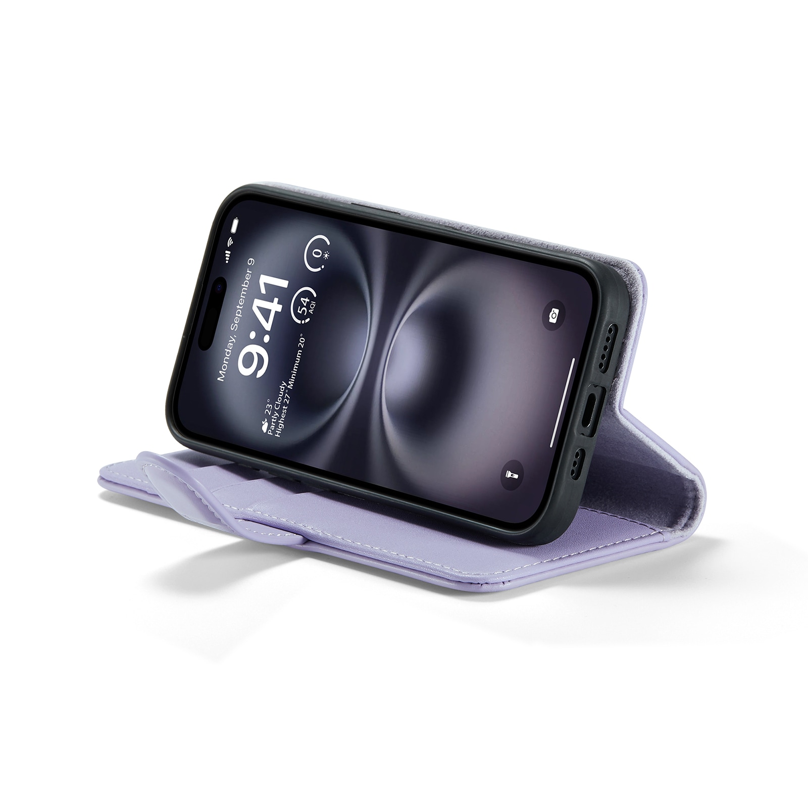 iPhone 16 Plånboksfodral i Äkta Läder, Lila