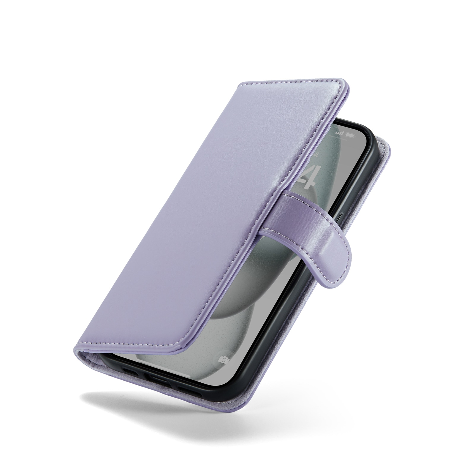 iPhone 13 Plånboksfodral i Äkta Läder, Lila