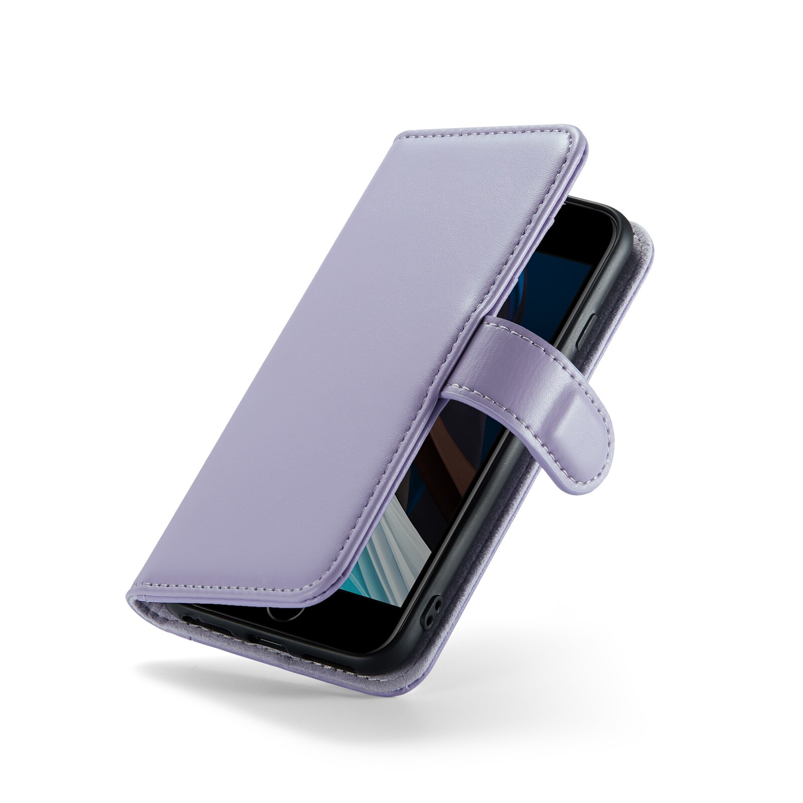 iPhone SE 2022 Plånboksfodral i Äkta Läder, Lila