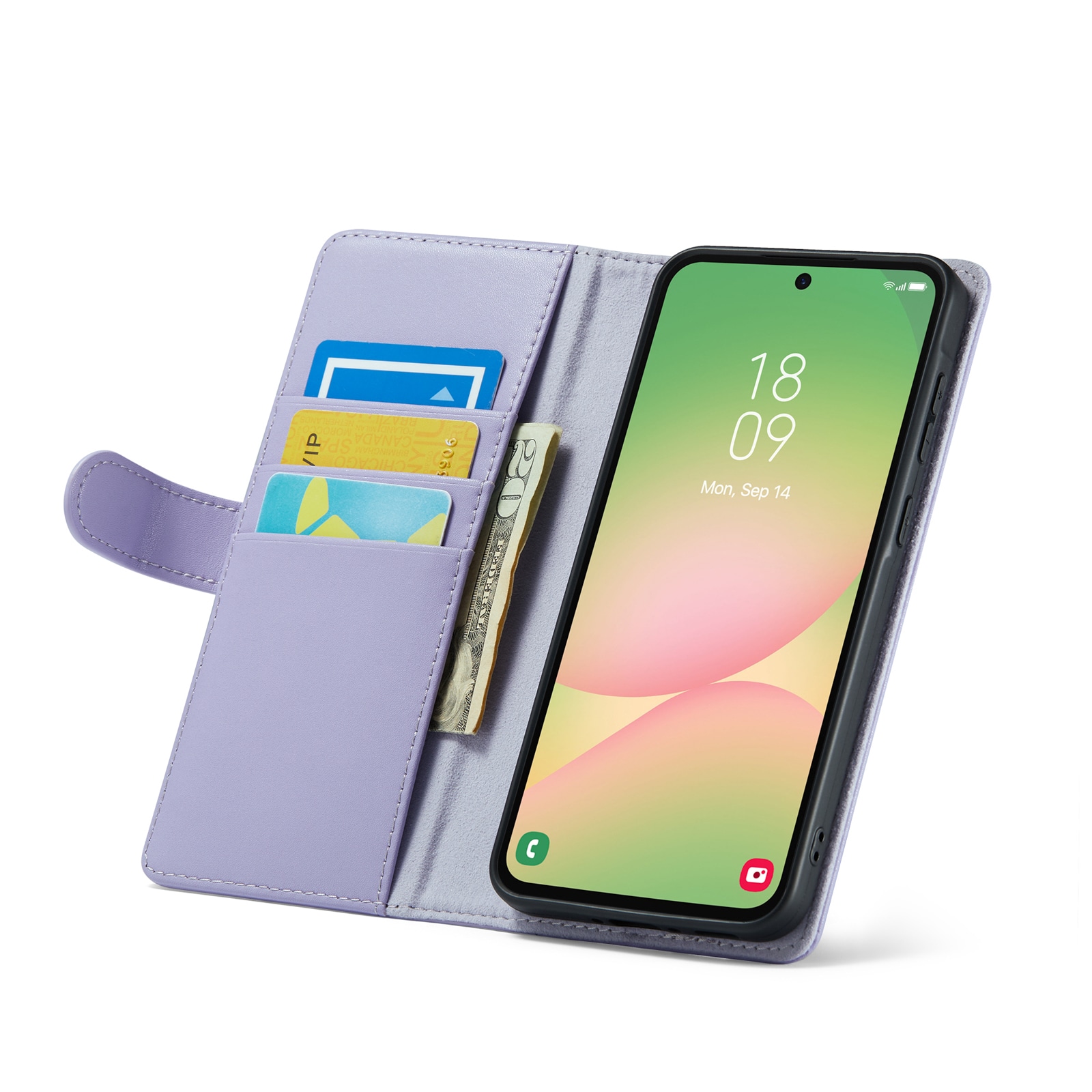 Samsung Galaxy A56 Plånboksfodral i Äkta Läder, Lila