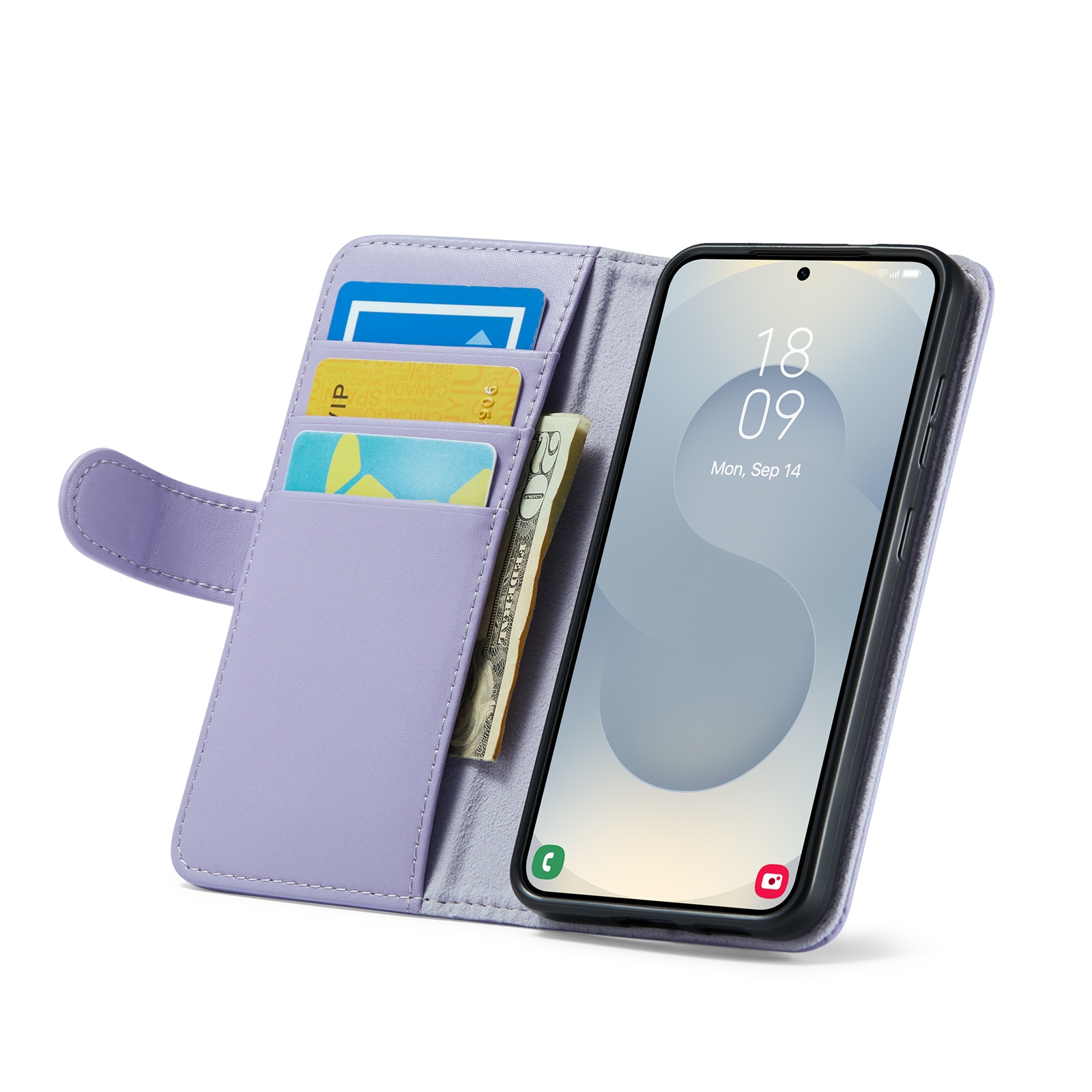 Samsung Galaxy S25 Plånboksfodral i Äkta Läder, Lila