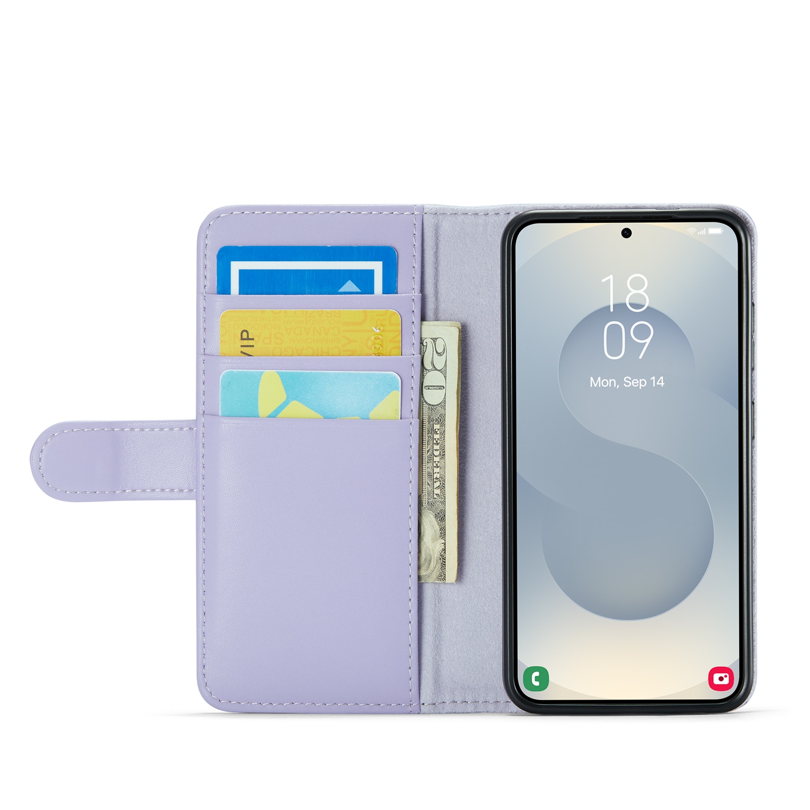 Samsung Galaxy S25 Plånboksfodral i Äkta Läder, Lila