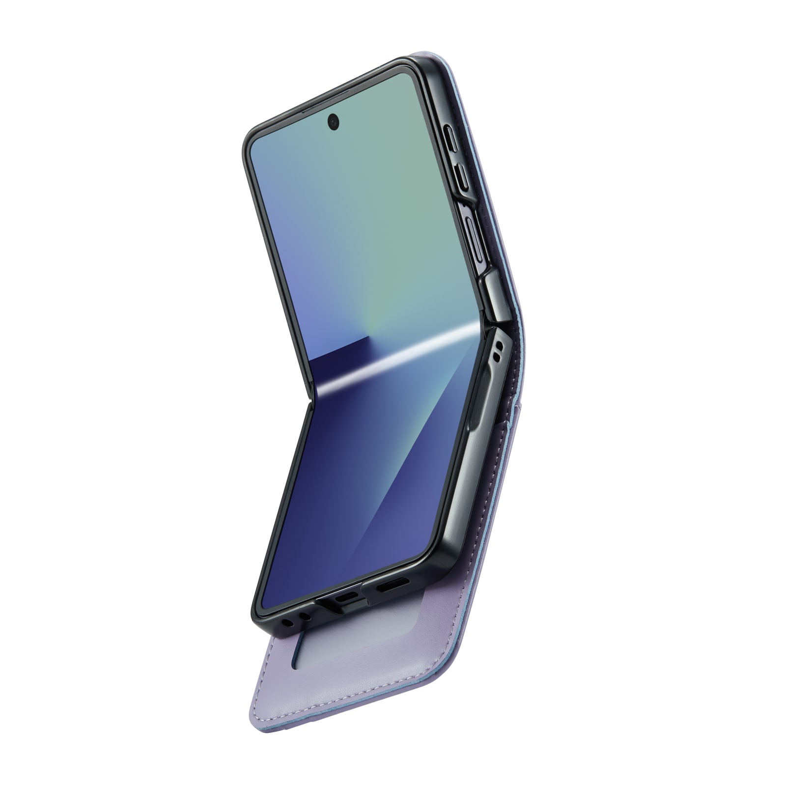 Samsung Galaxy Z Flip 7 Plånboksfodral i Äkta Läder, Lila