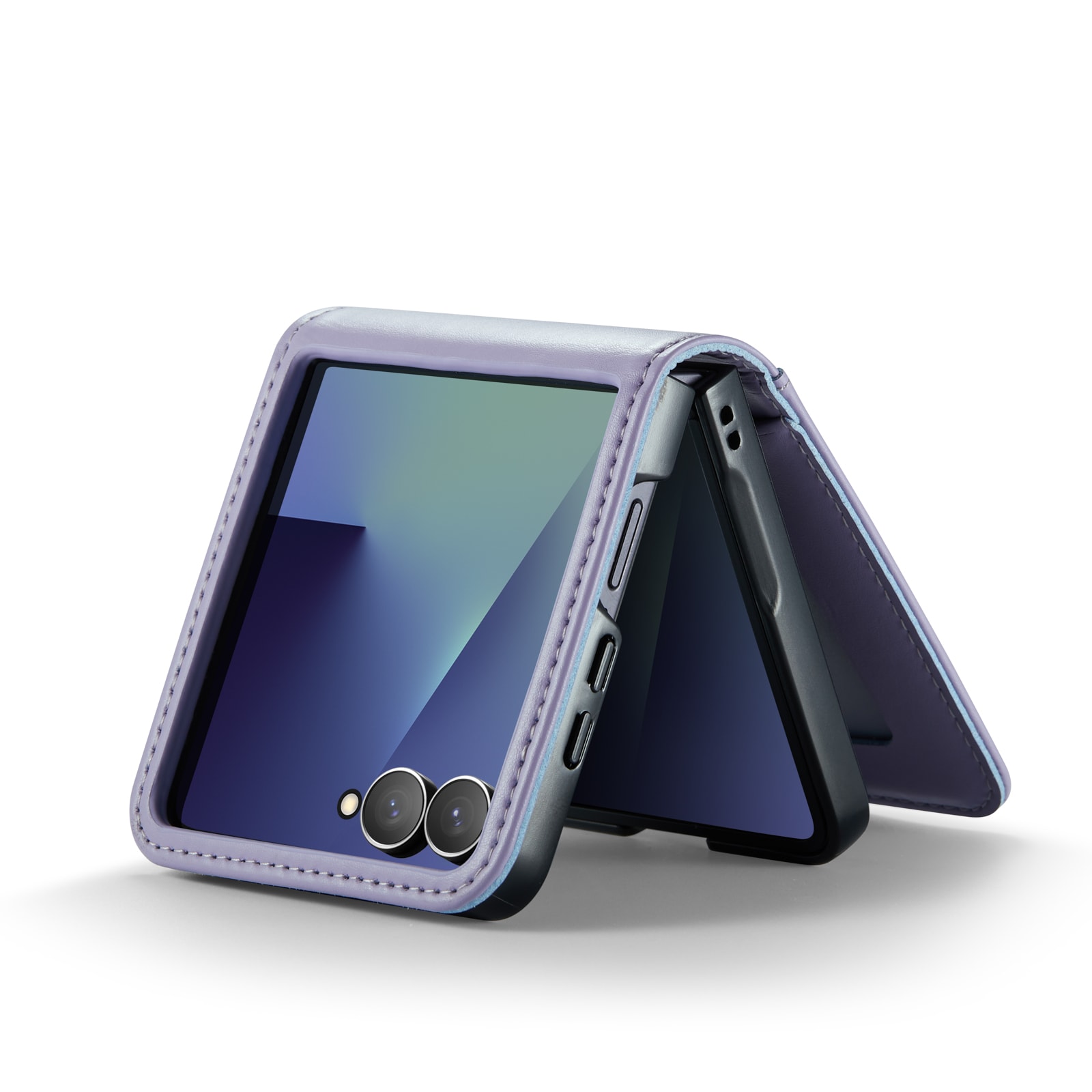 Samsung Galaxy Z Flip 7 Plånboksfodral i Äkta Läder, Lila