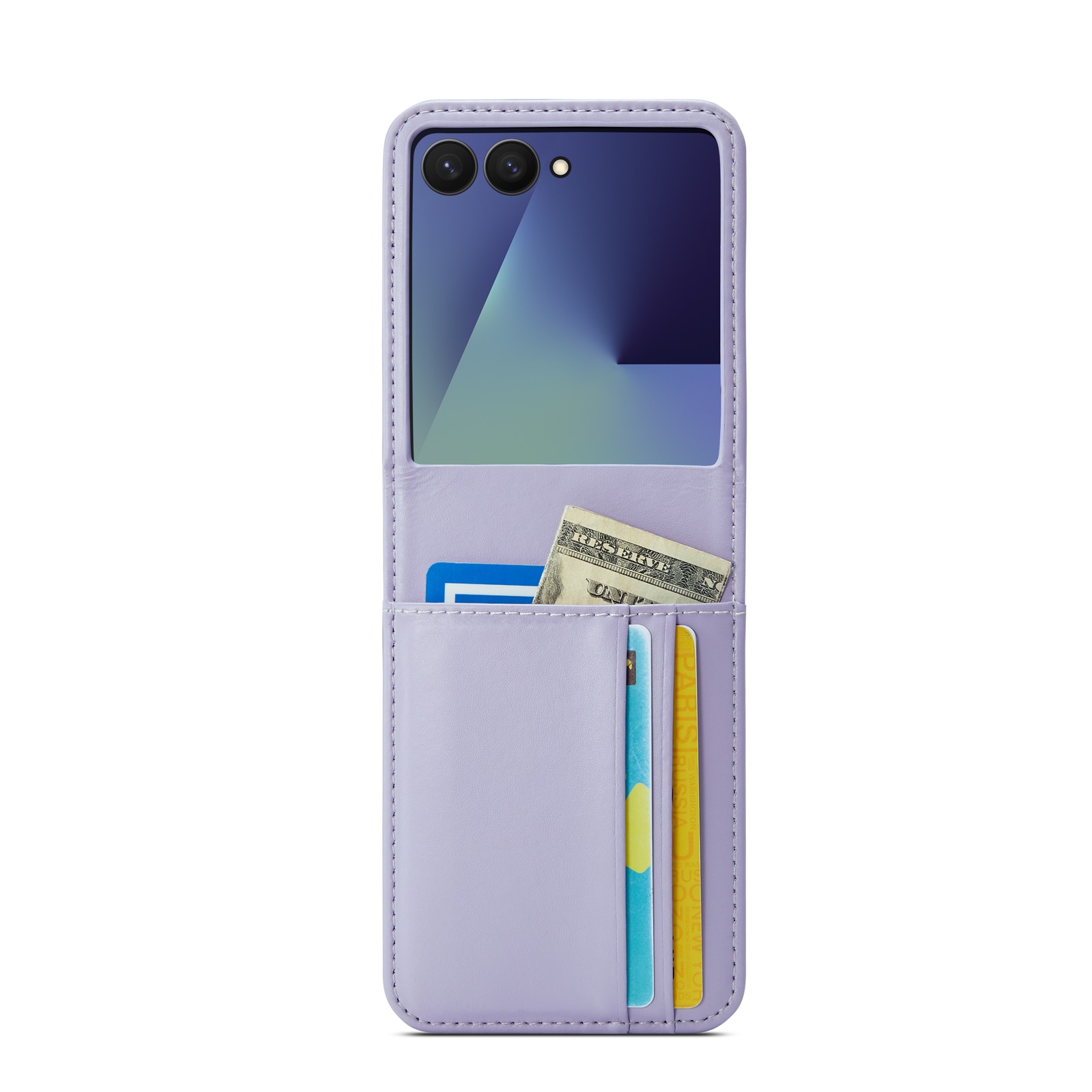Samsung Galaxy Z Flip 7 Plånboksfodral i Äkta Läder, Lila