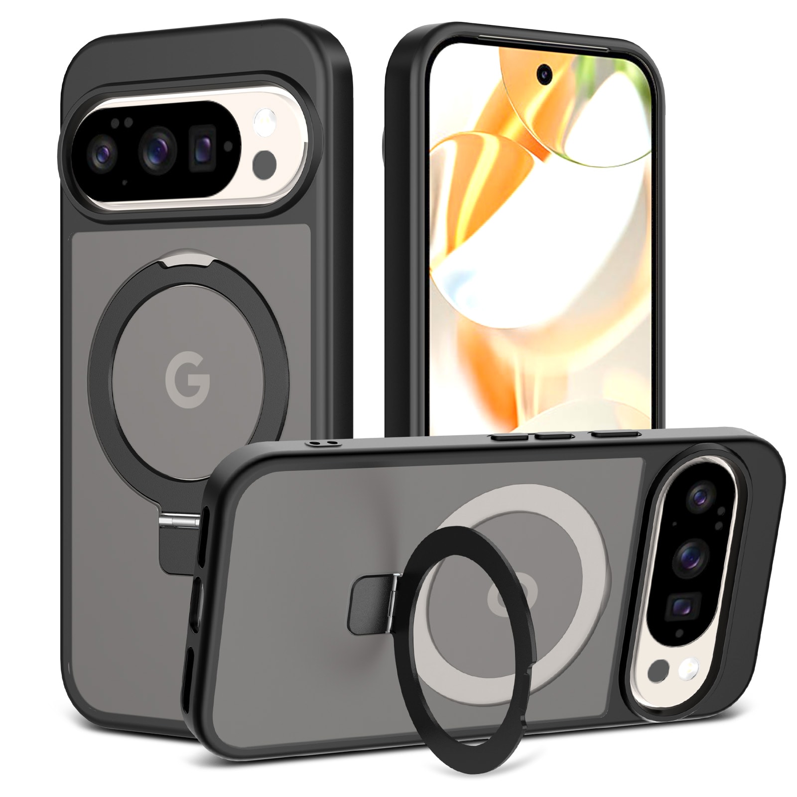 Google Pixel 10 Pro XL Magnetic hybridskal med ställfunktion, Svart