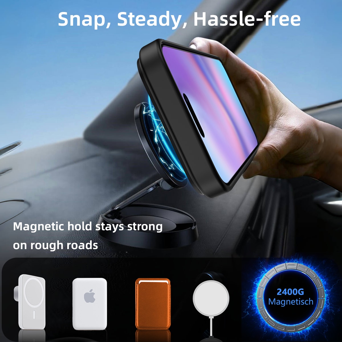 iPhone 17 Pro Magnetiskt hybridskal med inbyggt ställ, Svart