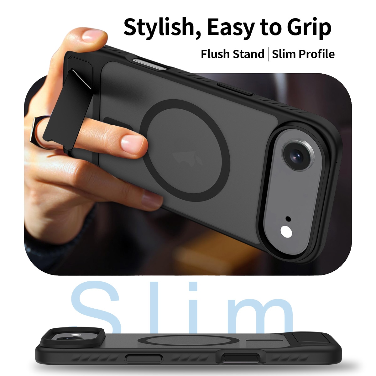 iPhone Air Magnetiskt hybridskal med inbyggt ställ, Svart