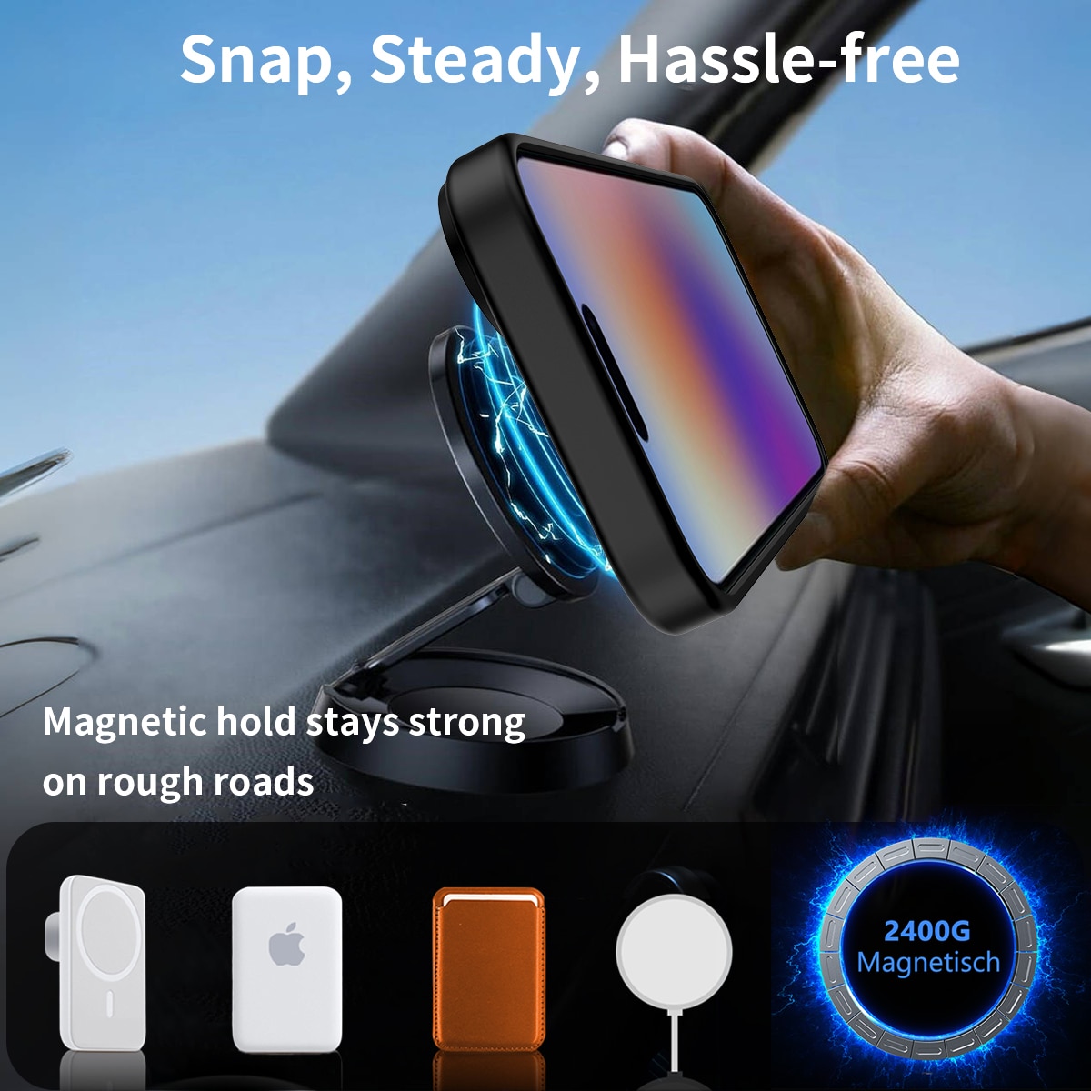 iPhone 17 Magnetiskt hybridskal med inbyggt ställ, Svart