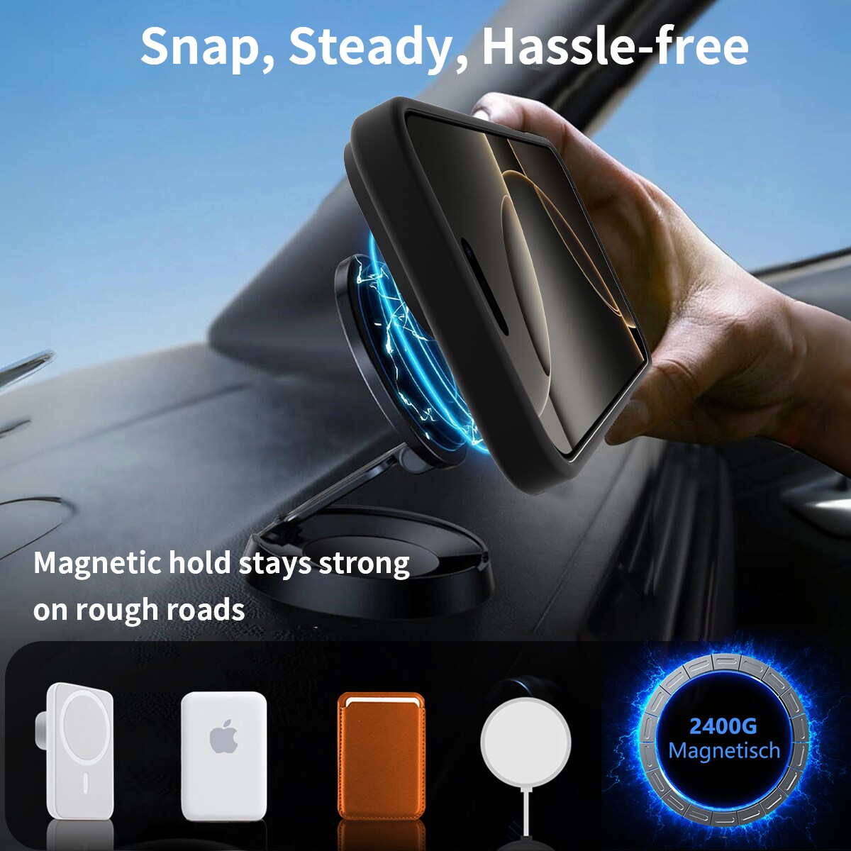 iPhone 17 Magnetiskt hybridskal med inbyggt ställ, Svart
