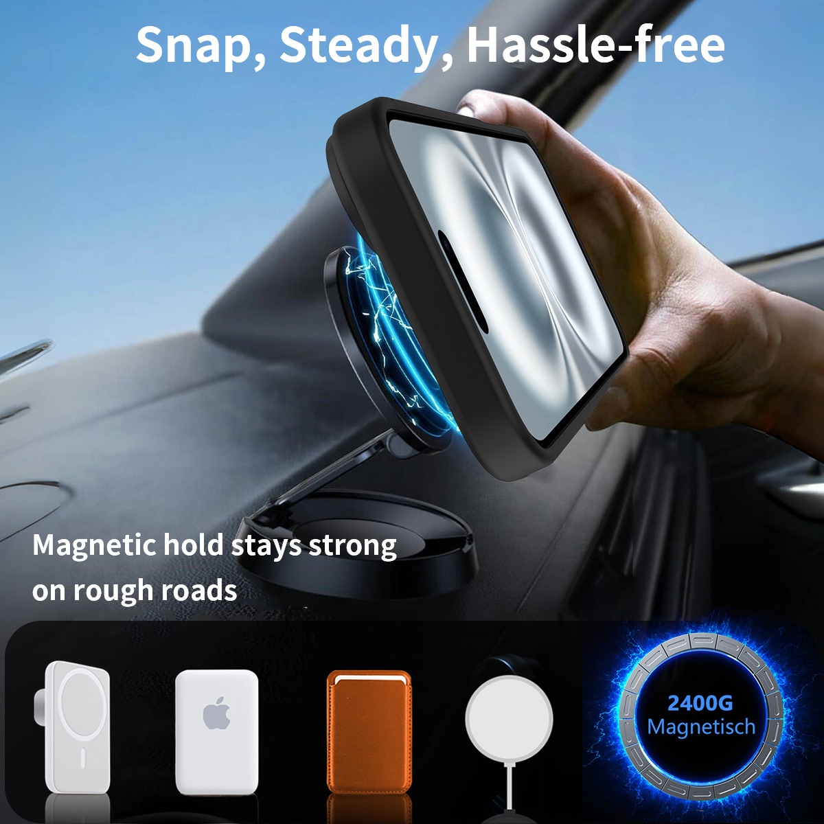 iPhone 16 Magnetiskt hybridskal med inbyggt ställ, Svart