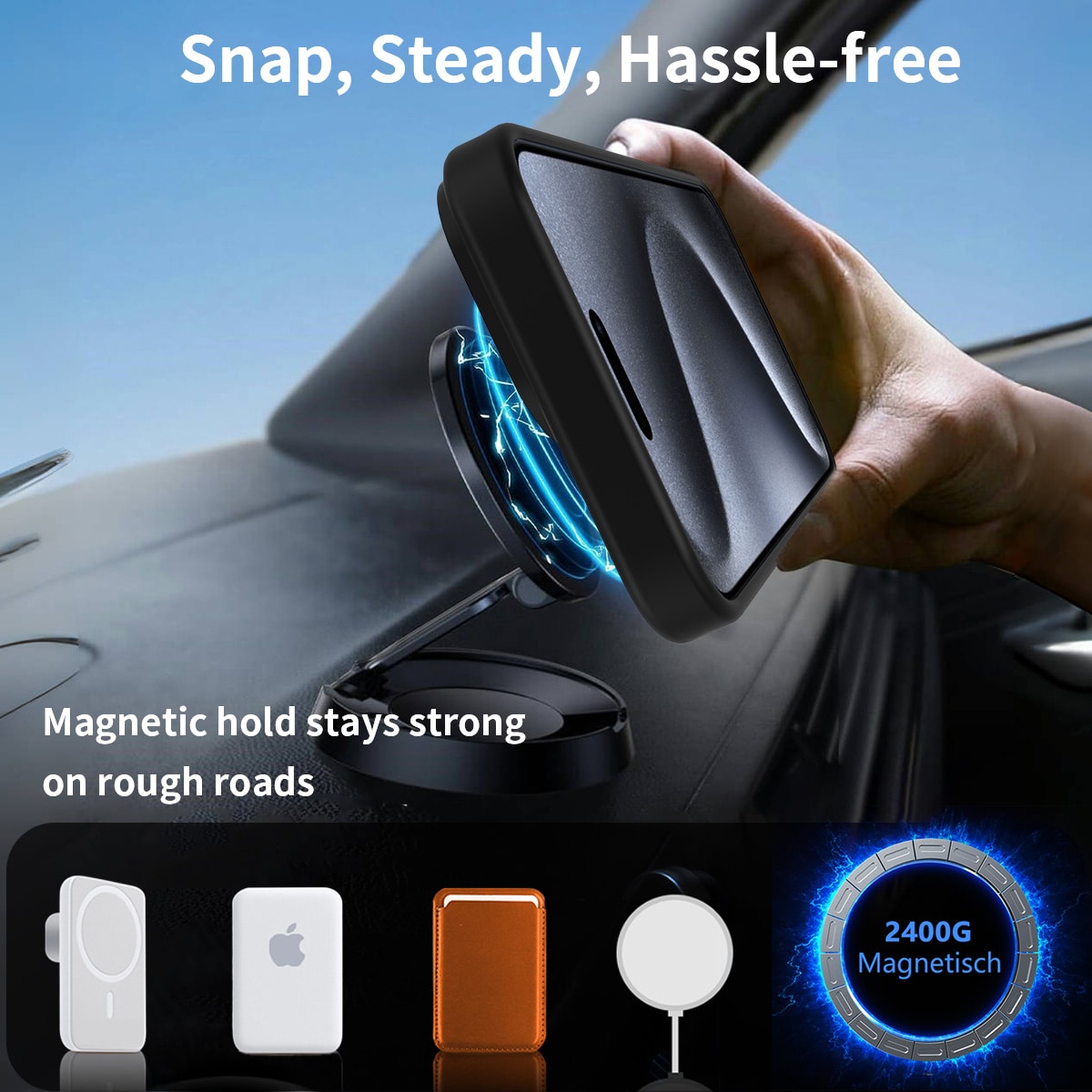 iPhone 15 Pro Max Magnetiskt hybridskal med inbyggt ställ, Svart