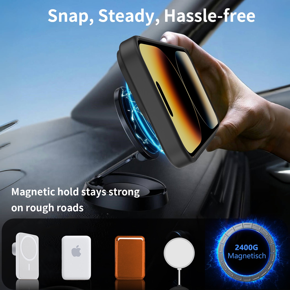 iPhone 14 Pro Magnetiskt hybridskal med inbyggt ställ, Svart