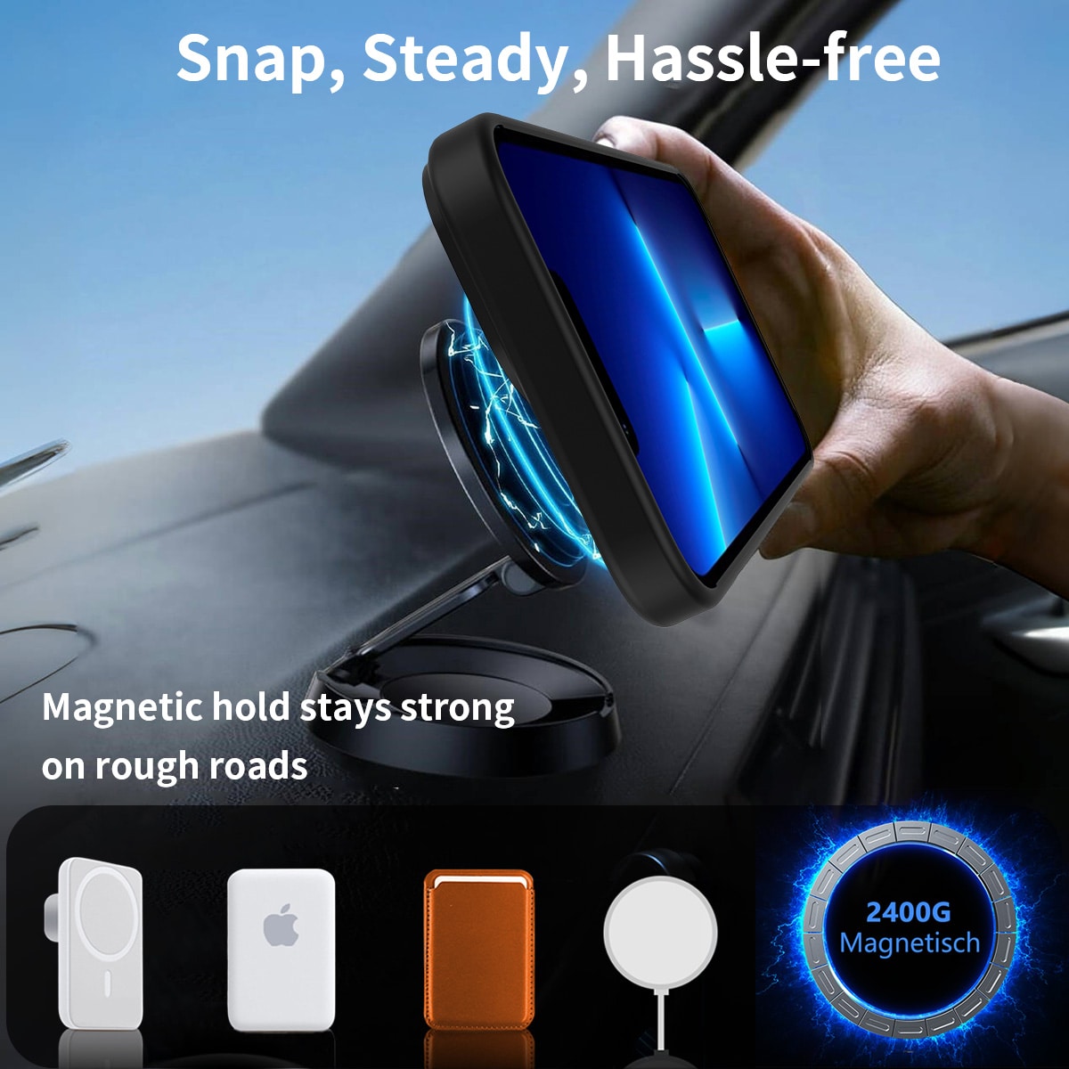 iPhone 13 Pro Max Magnetiskt hybridskal med inbyggt ställ, Svart