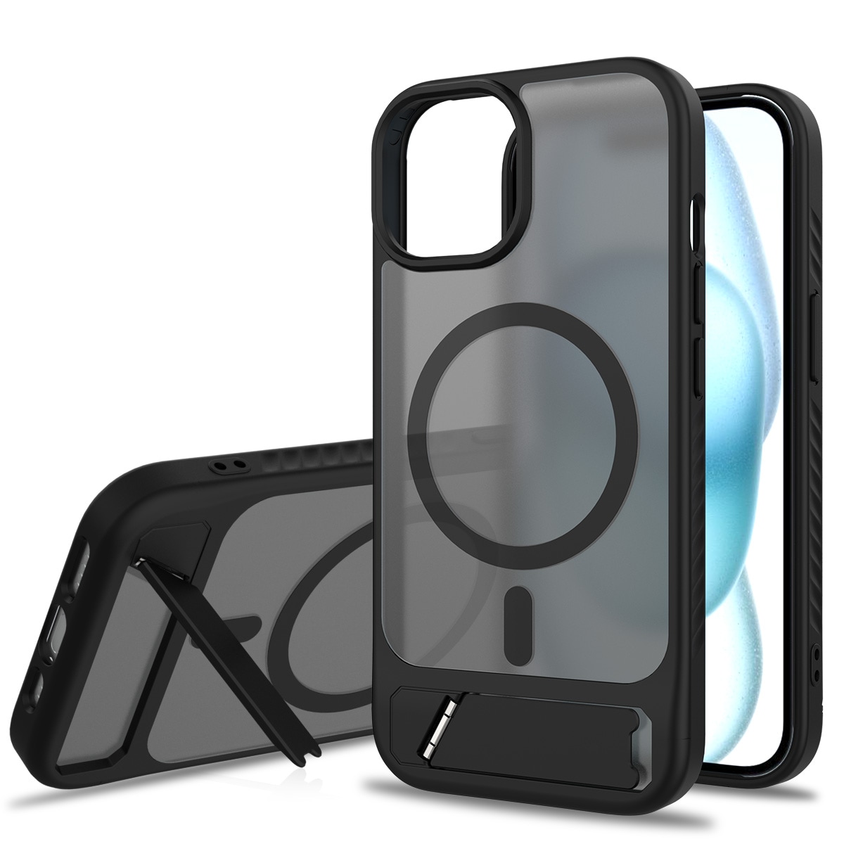 iPhone 14 Magnetiskt hybridskal med inbyggt ställ, Svart
