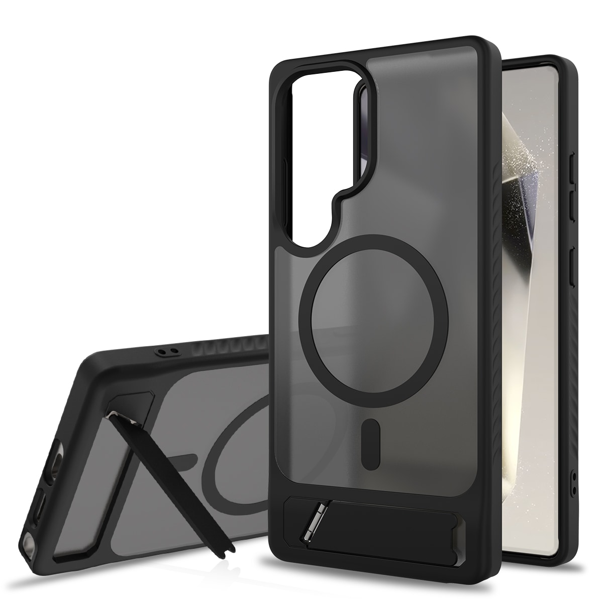 Samsung Galaxy S25 Ultra Magnetiskt hybridskal med inbyggt ställ, Svart