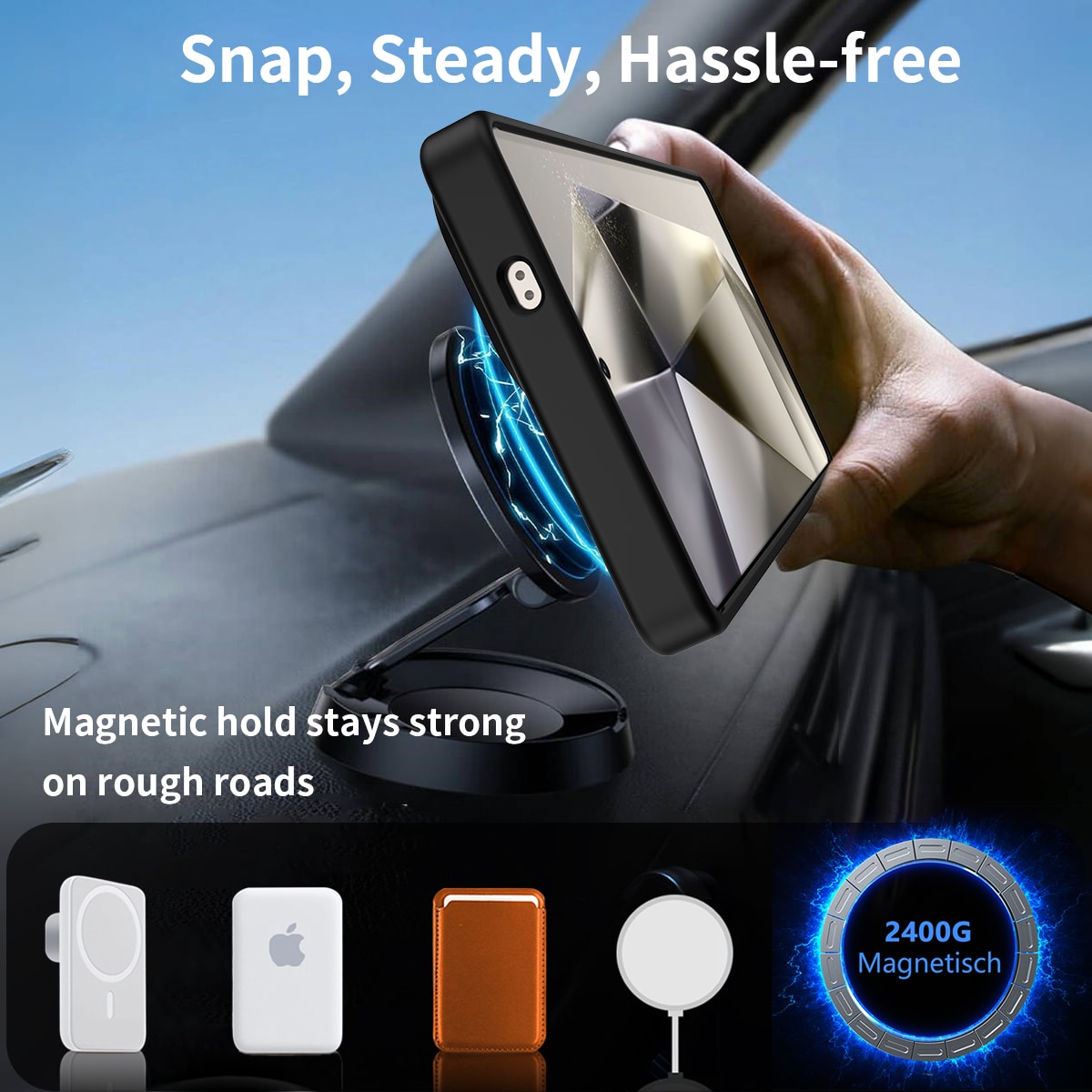 Samsung Galaxy S25 Ultra Magnetiskt hybridskal med inbyggt ställ, Svart