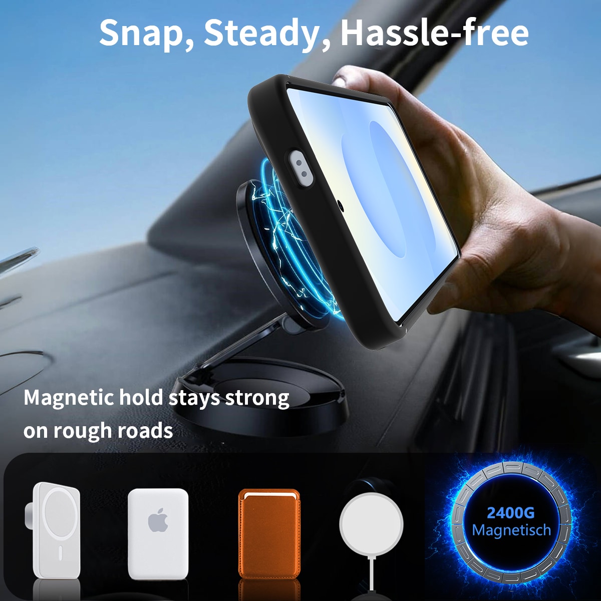 Samsung Galaxy S25 Magnetiskt hybridskal med inbyggt ställ, Svart