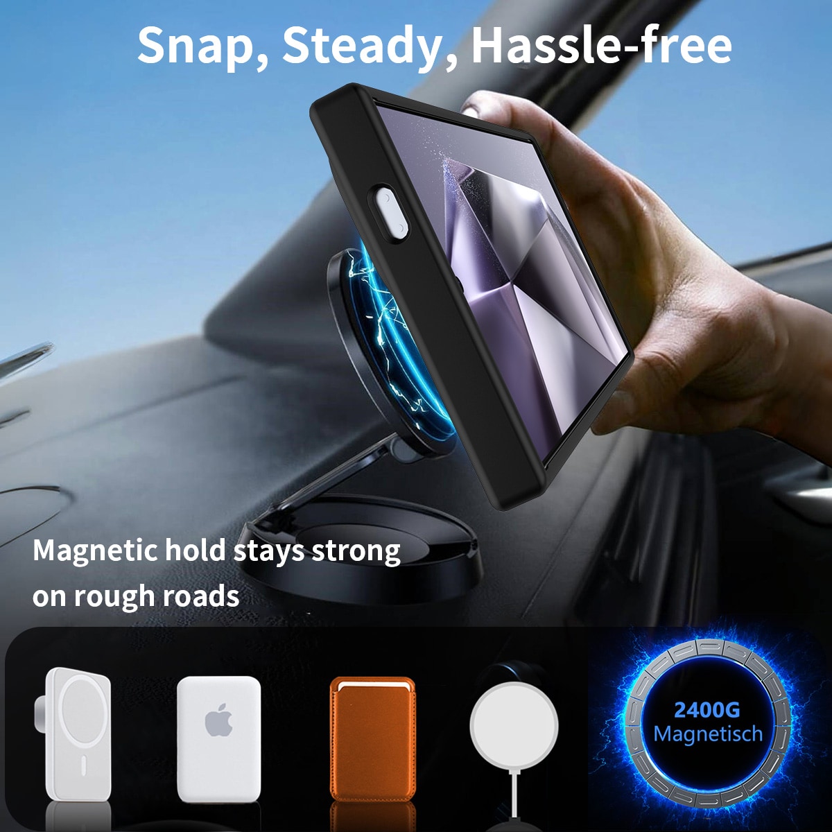 Samsung Galaxy S24 Ultra Magnetiskt hybridskal med inbyggt ställ, Svart