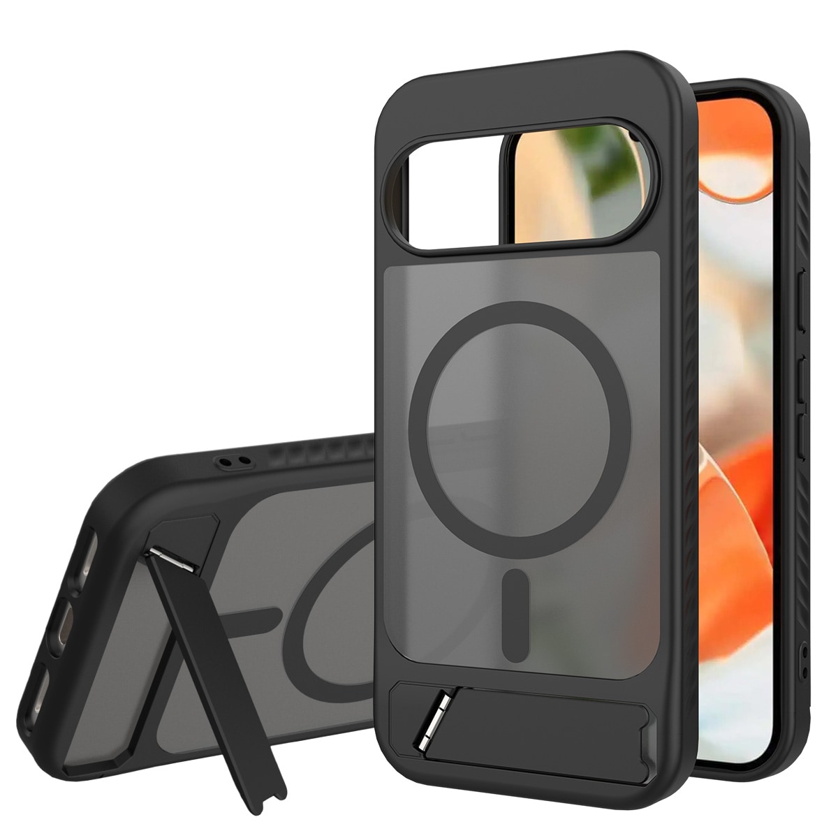Google Pixel 9 Magnetiskt hybridskal med inbyggt ställ, Svart