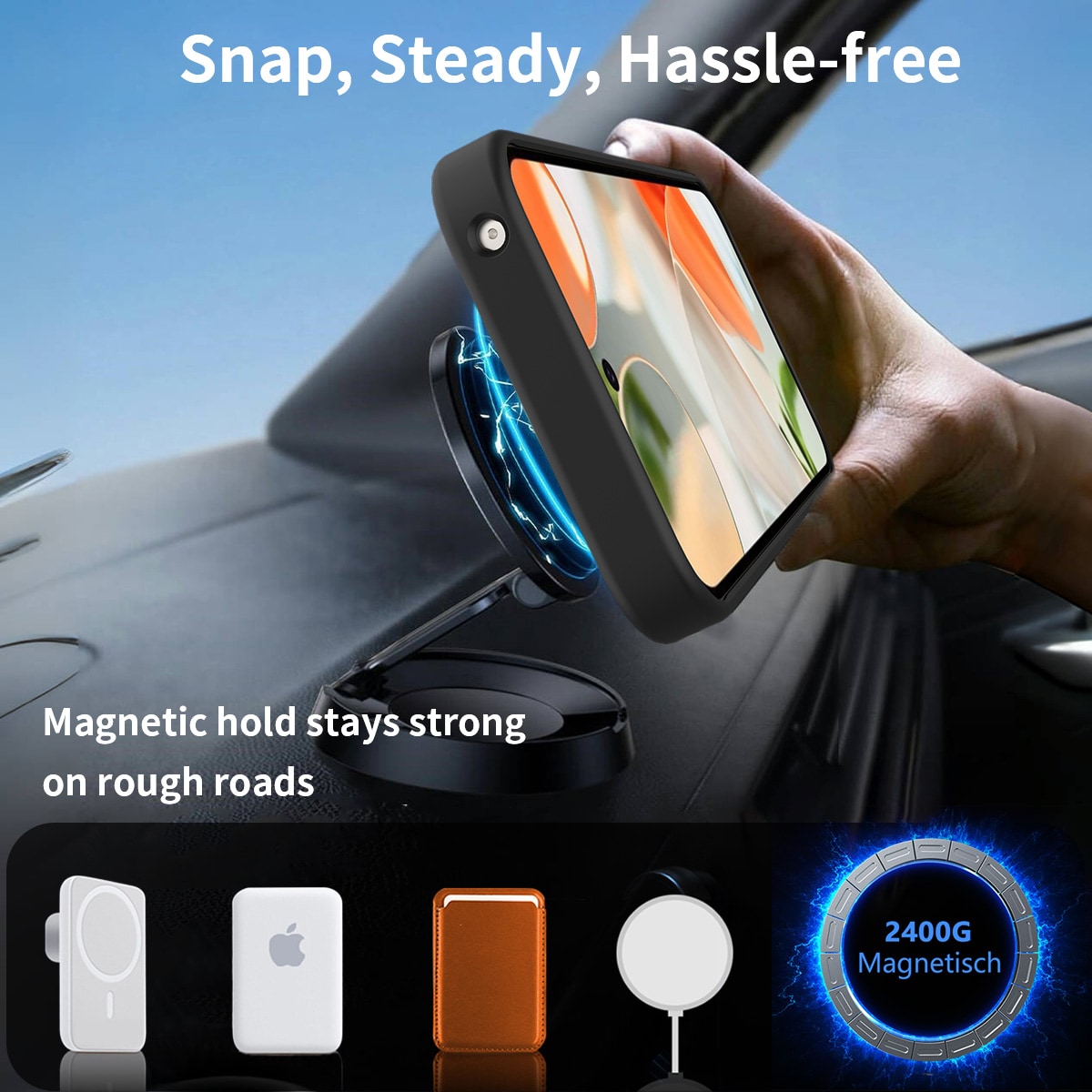 Google Pixel 9 Magnetiskt hybridskal med inbyggt ställ, Svart