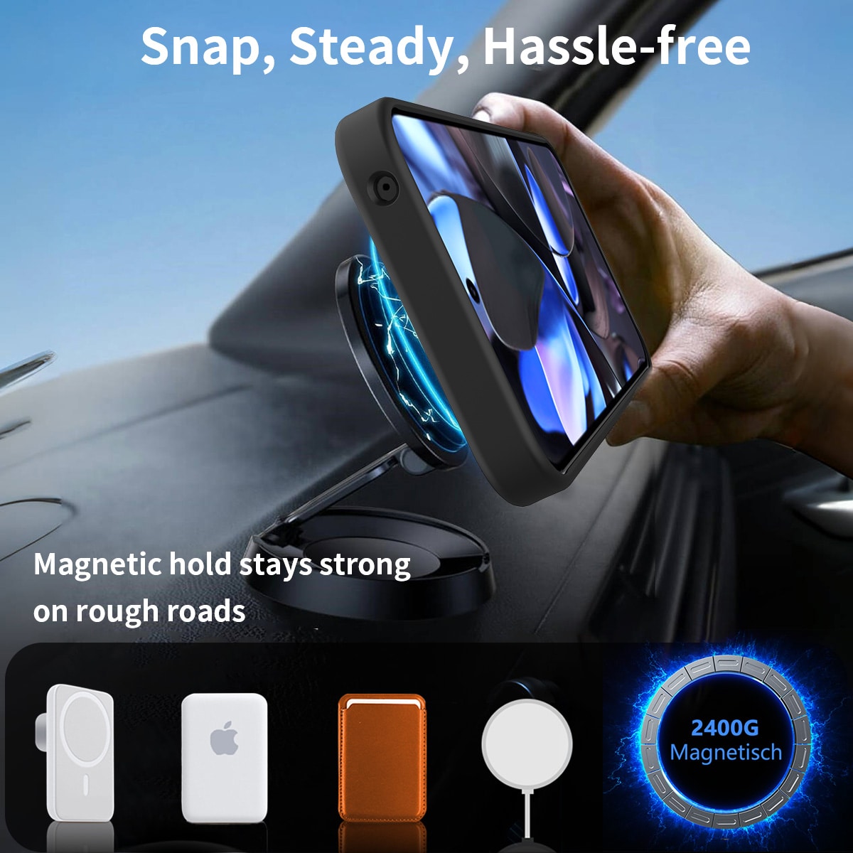 Google Pixel 9 Pro XL Magnetiskt hybridskal med inbyggt ställ, Svart