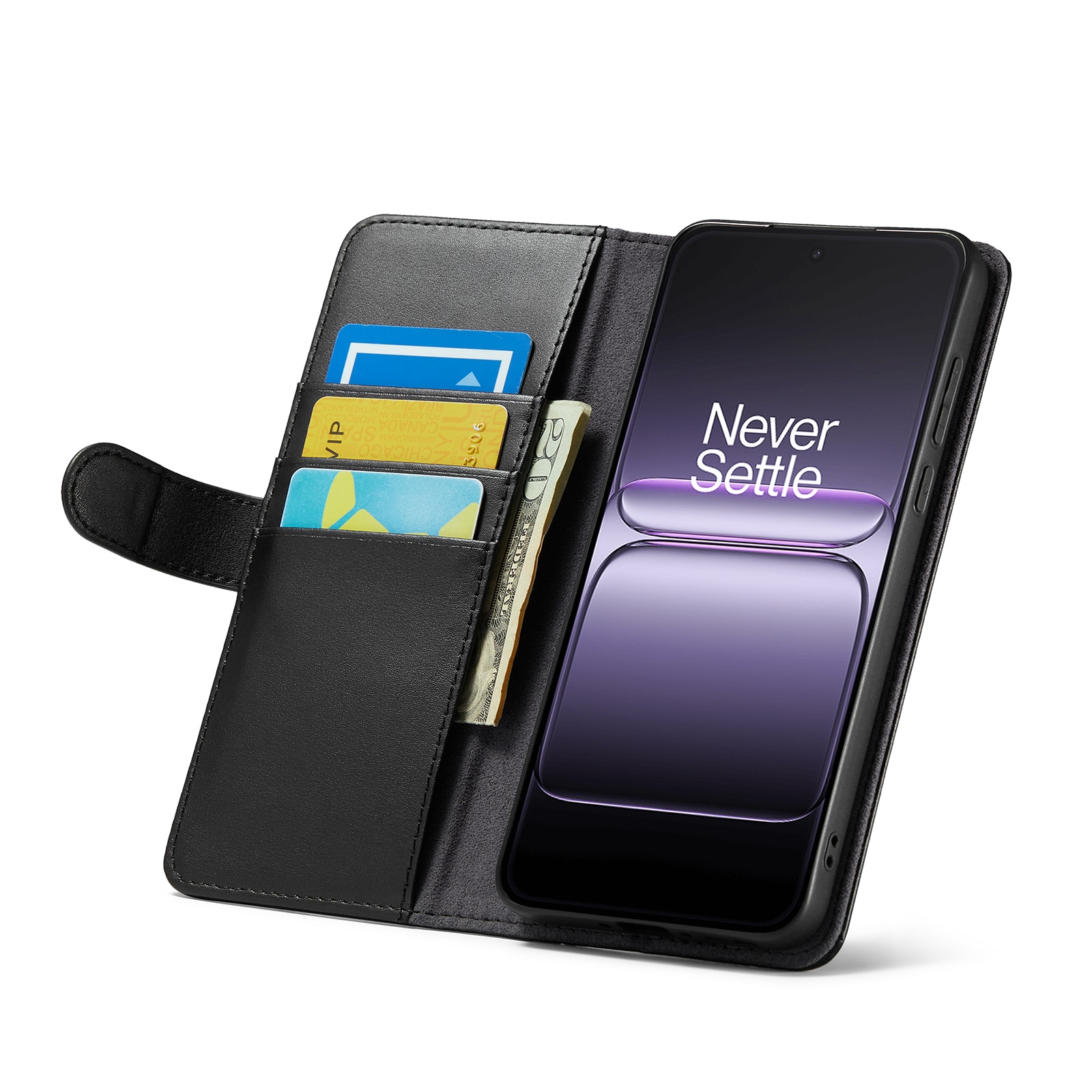  OnePlus Nord 5 Plånboksfodral i Äkta Läder, Svart