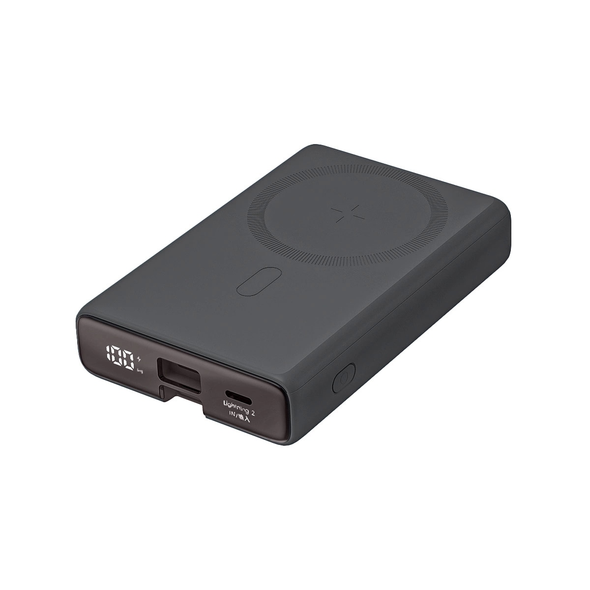Powerbank 10000 mAh med MagSafe laddare + USB-C & Lightning, svart