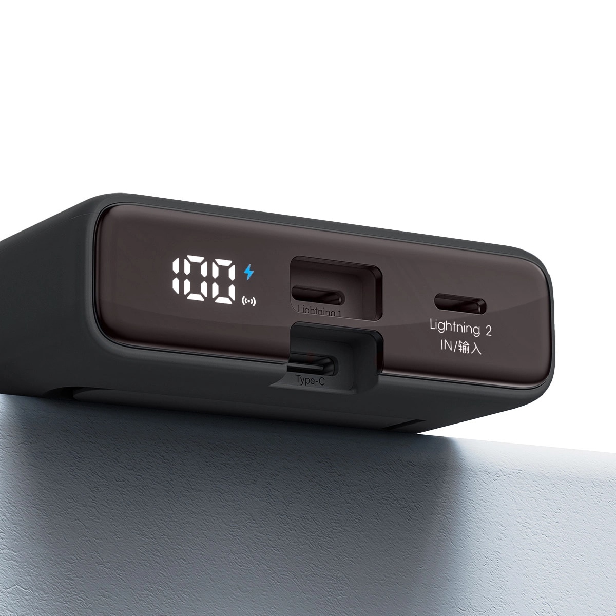Powerbank 10000 mAh med MagSafe laddare + USB-C & Lightning, svart