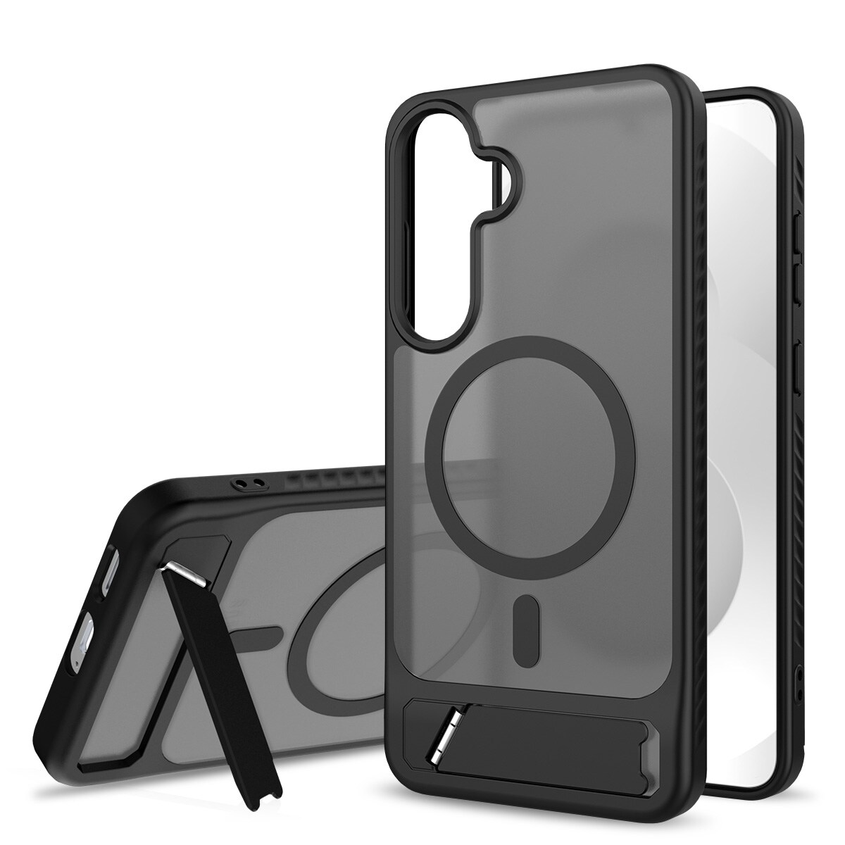 Samsung Galaxy S25 FE Magnetiskt hybridskal med inbyggt ställ, Svart