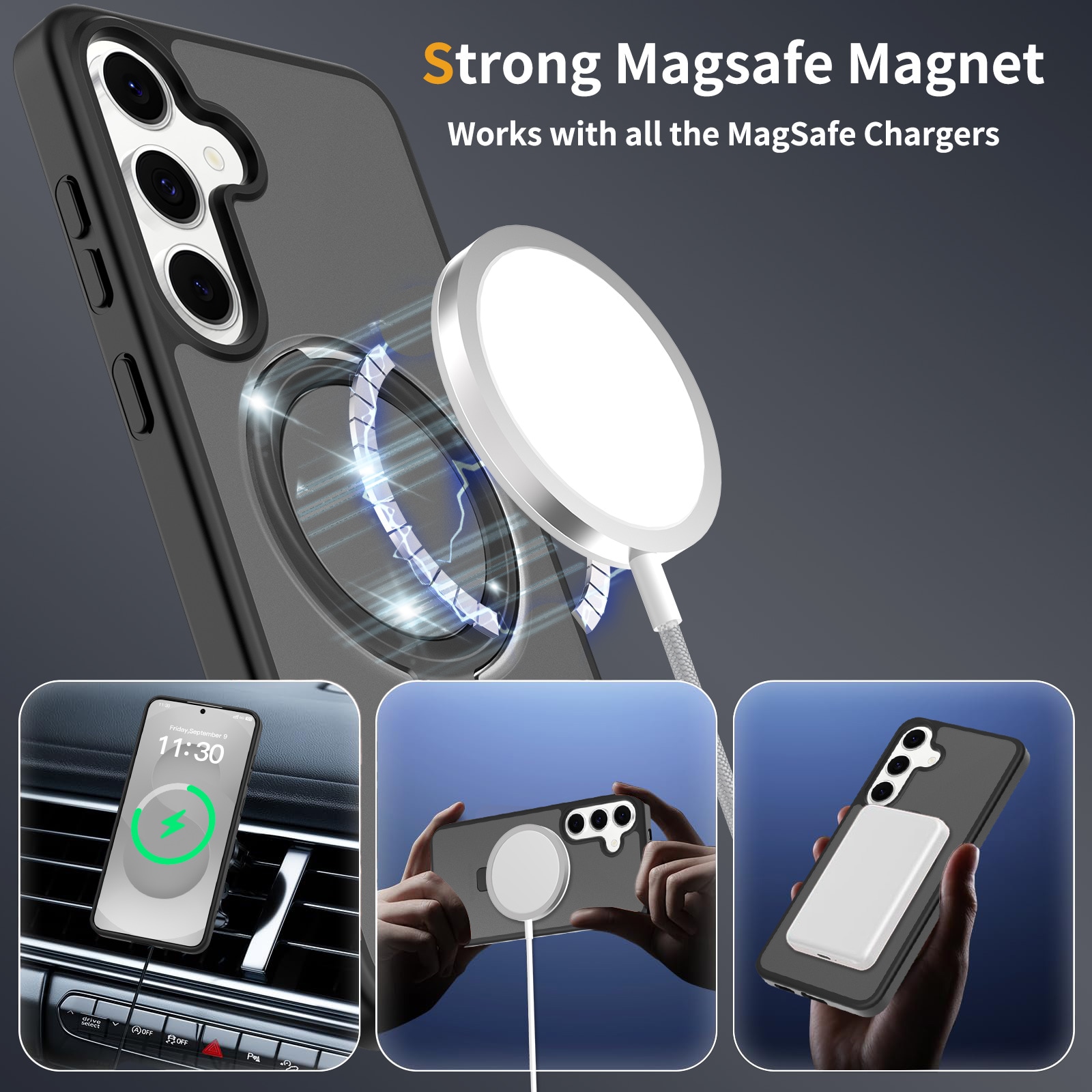 Samsung Galaxy S25 FE Magnetic hybridskal med ställfunktion, Svart