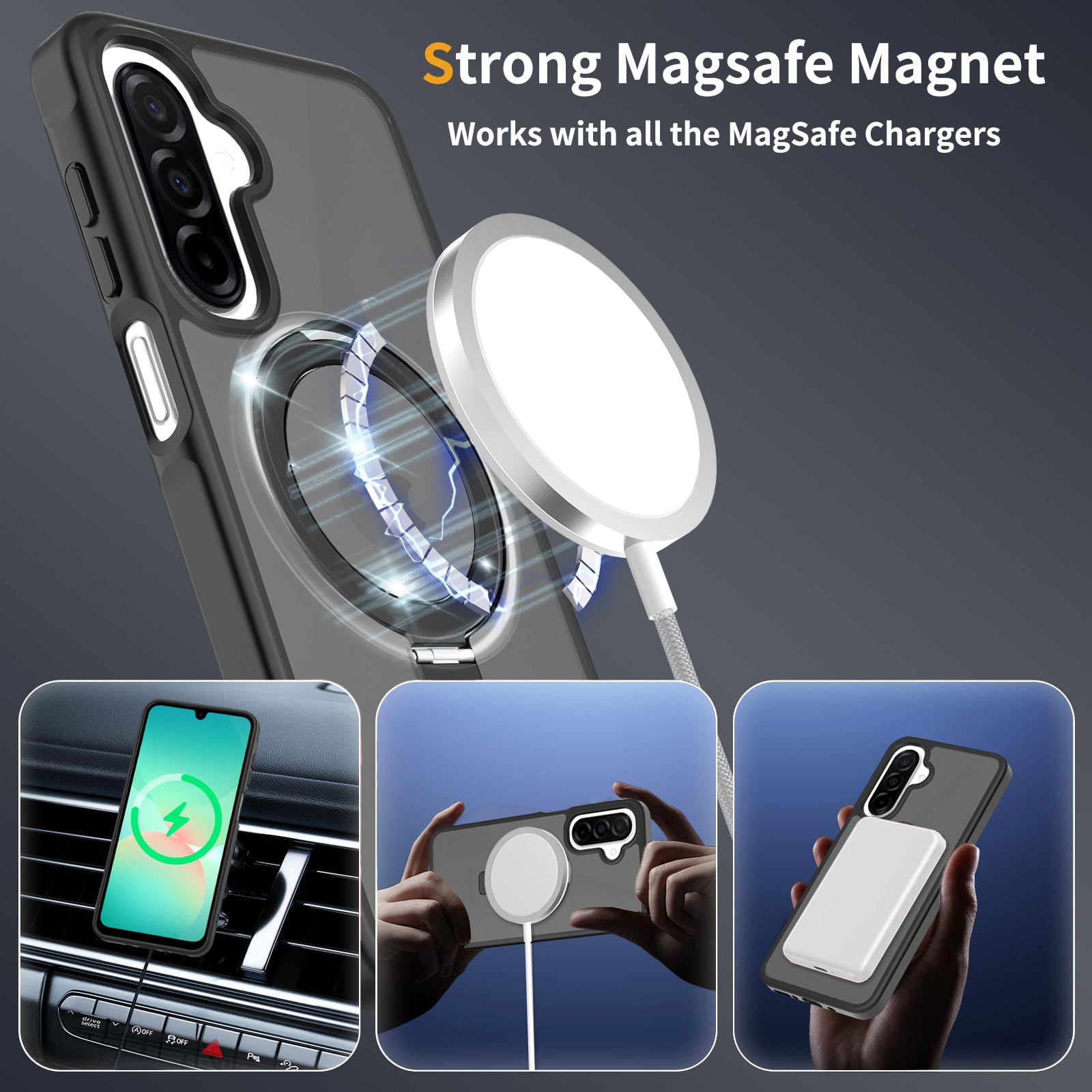 Samsung Galaxy A17 Magnetic hybridskal med ställfunktion, Svart