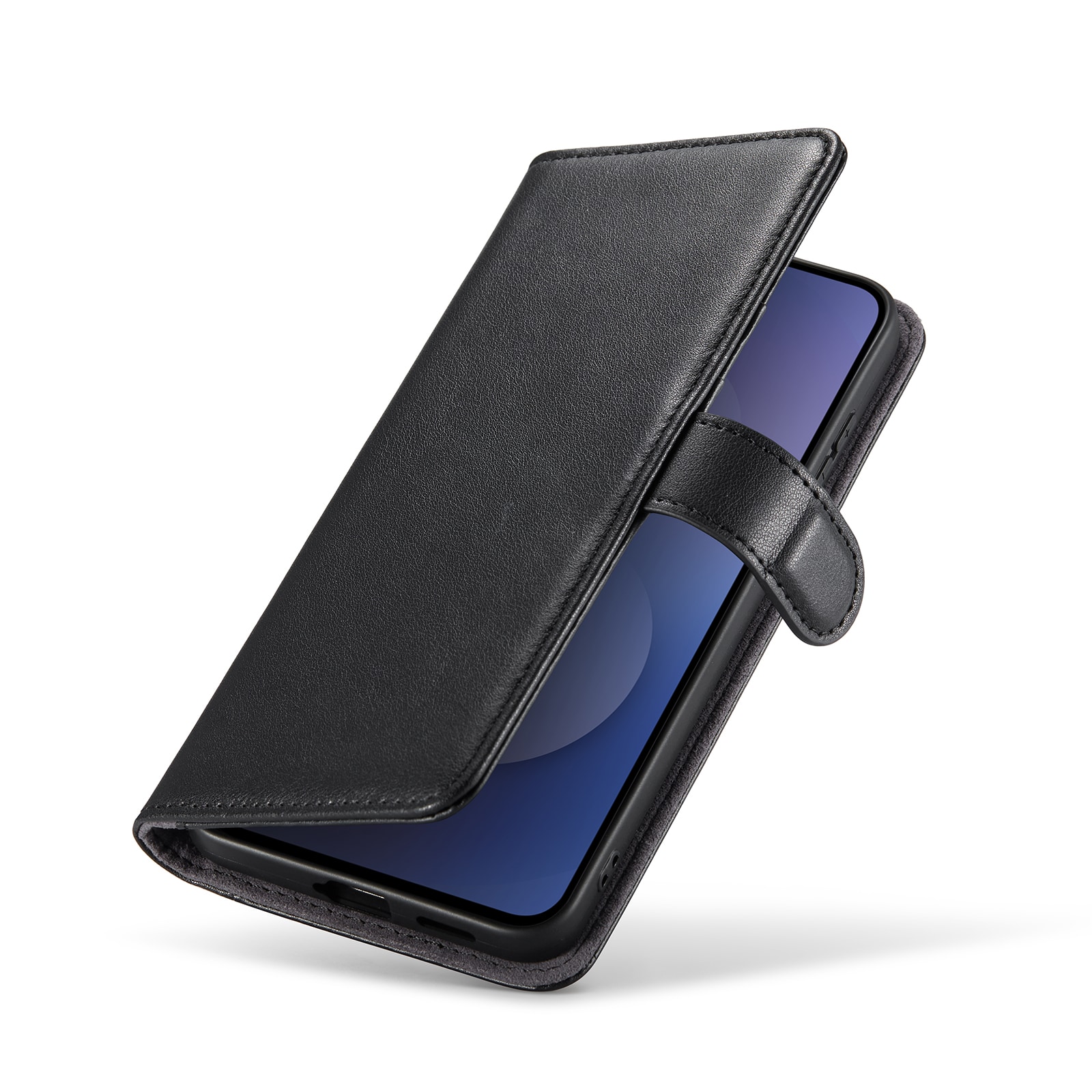 Samsung Galaxy S25 FE Plånboksfodral i Äkta Läder, Svart