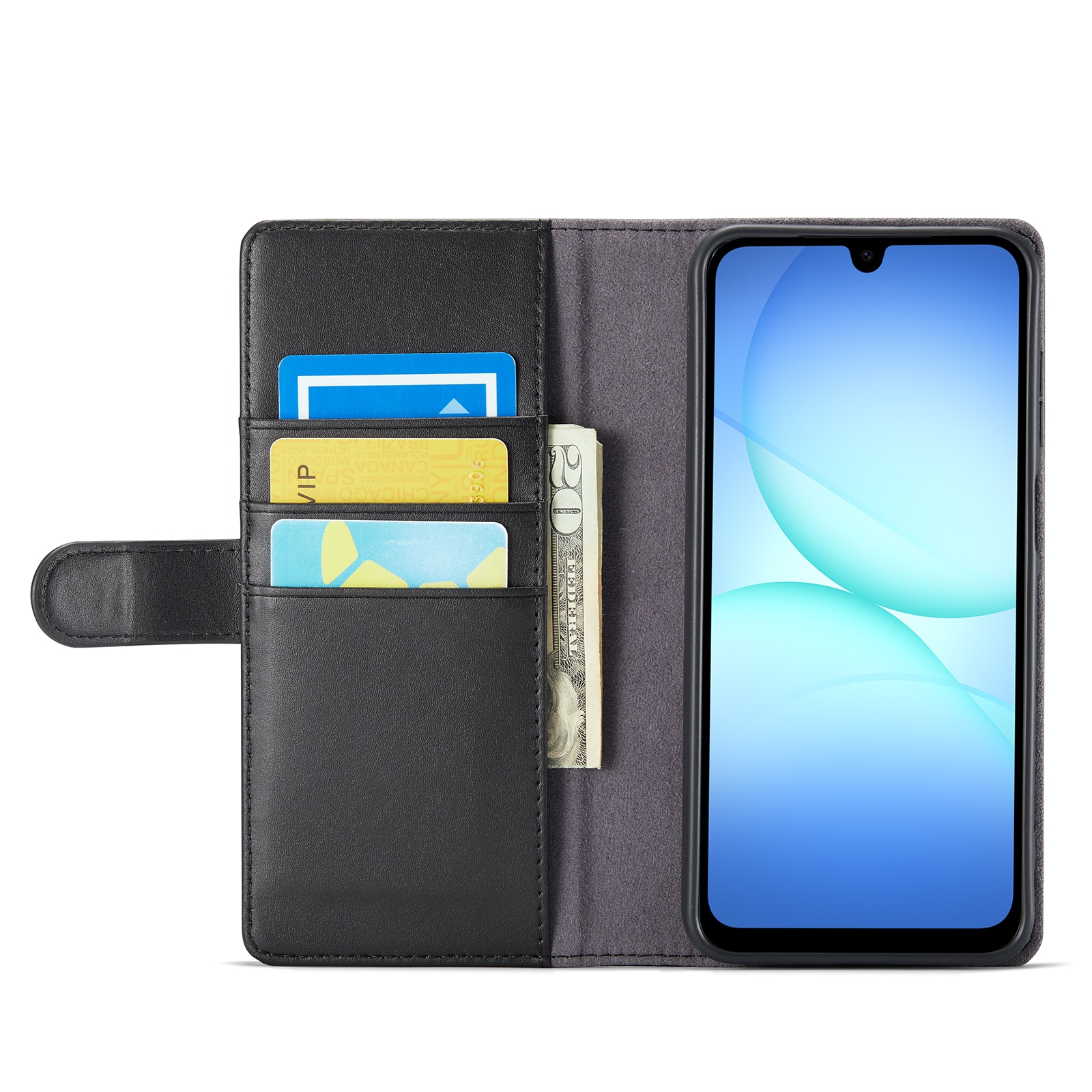 Samsung Galaxy A17 Plånboksfodral i Äkta Läder, Svart