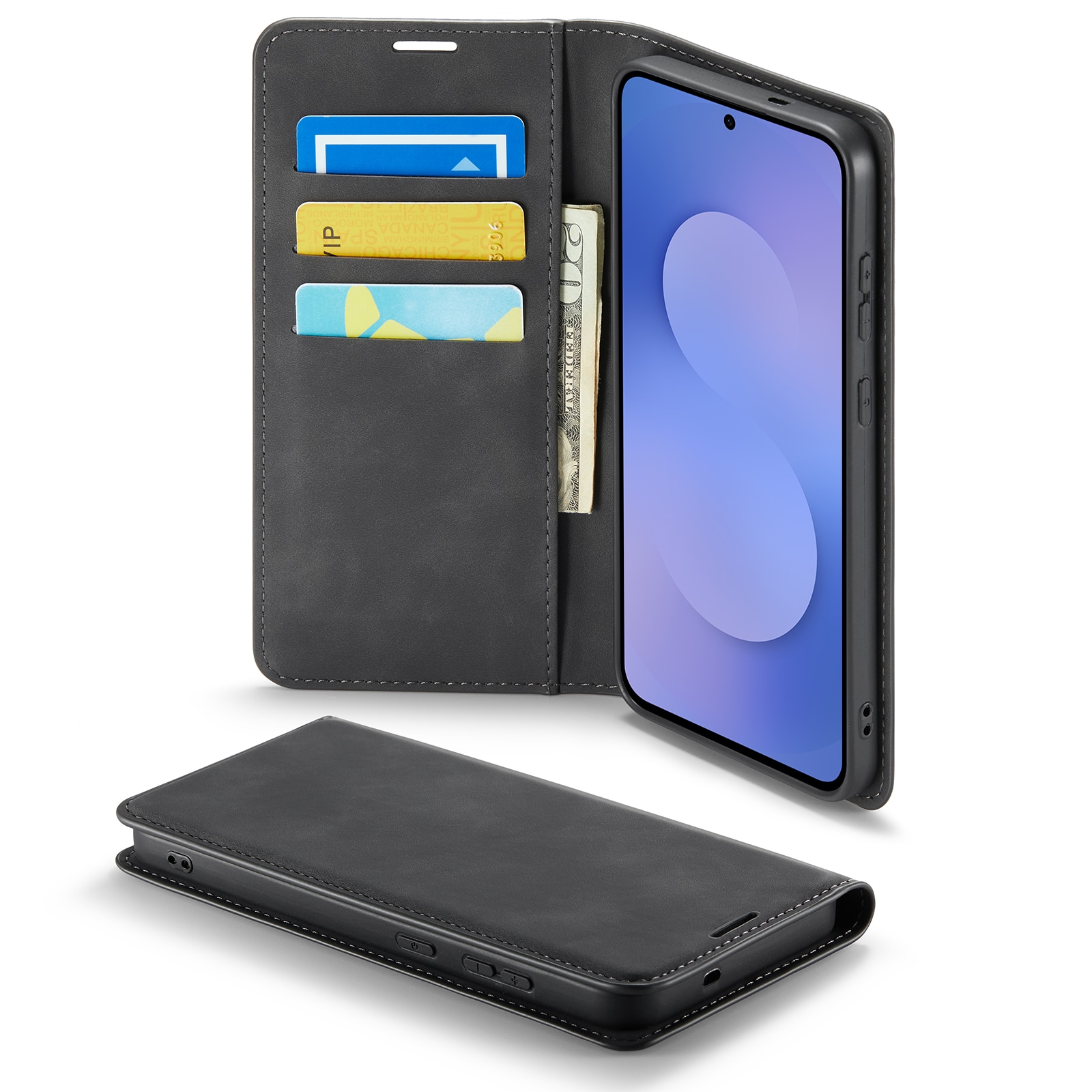 Samsung Galaxy S25 FE Slimmat fodral med kortfack, Svart
