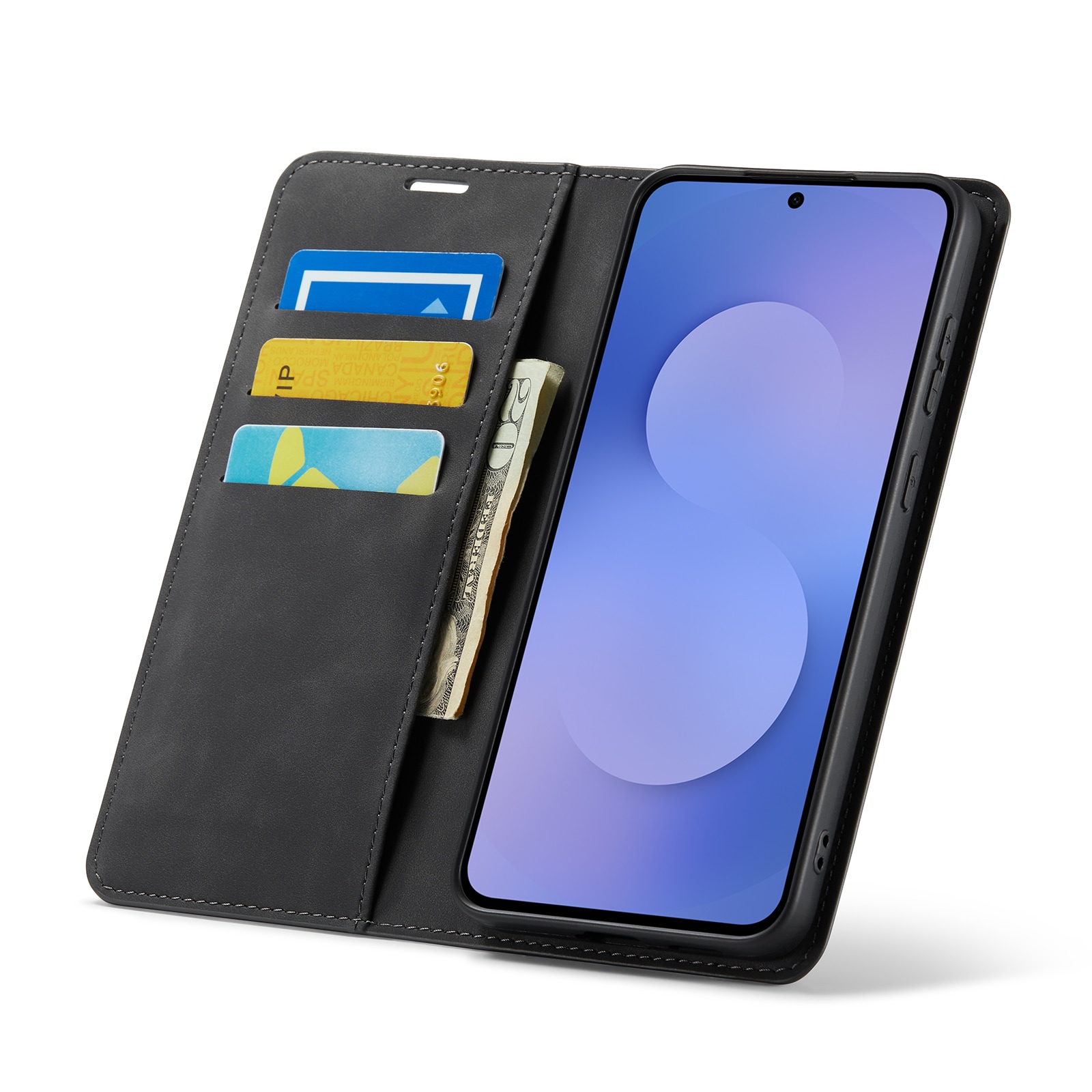 Samsung Galaxy S25 FE Slimmat fodral med kortfack, Svart