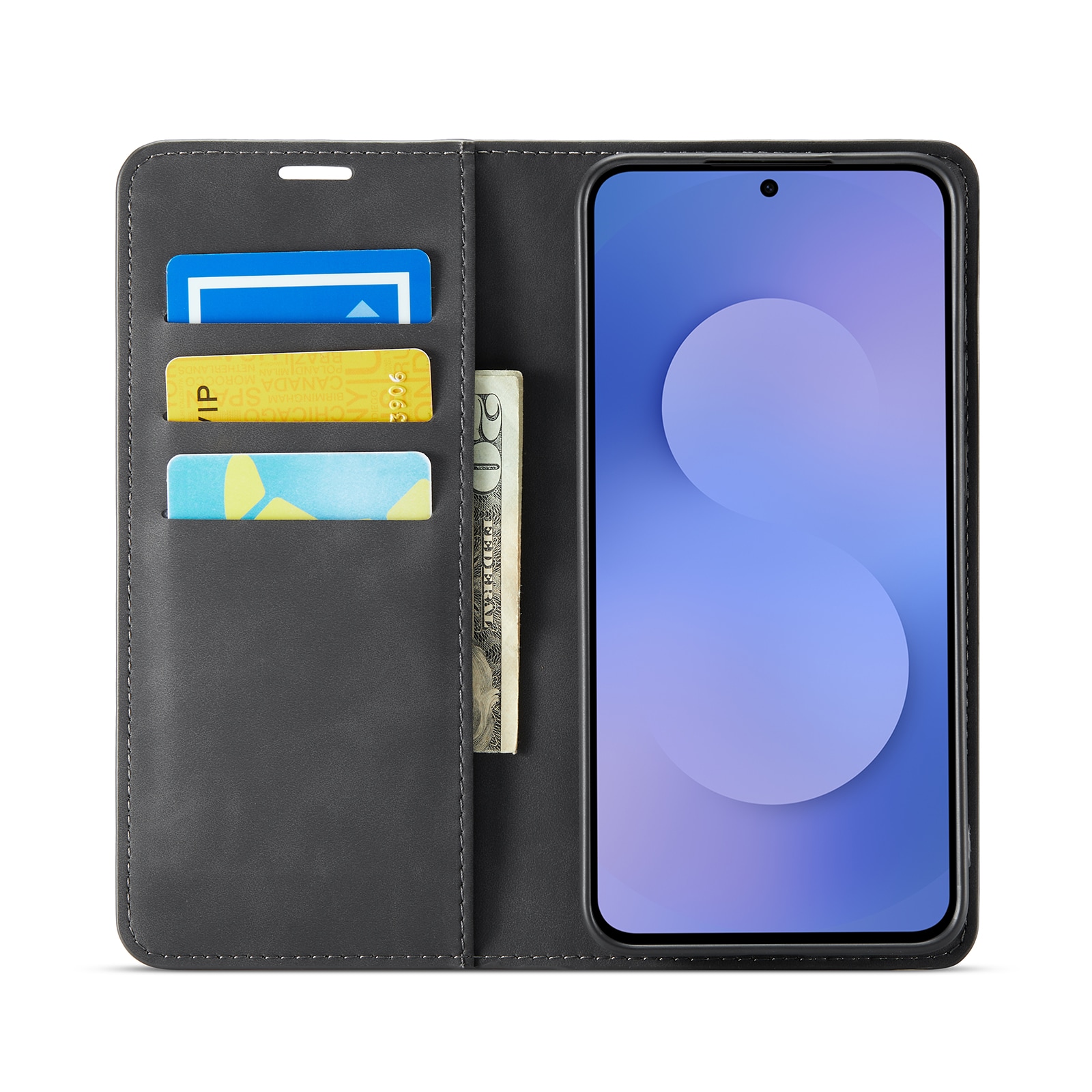 Samsung Galaxy S25 FE Slimmat fodral med kortfack, Svart