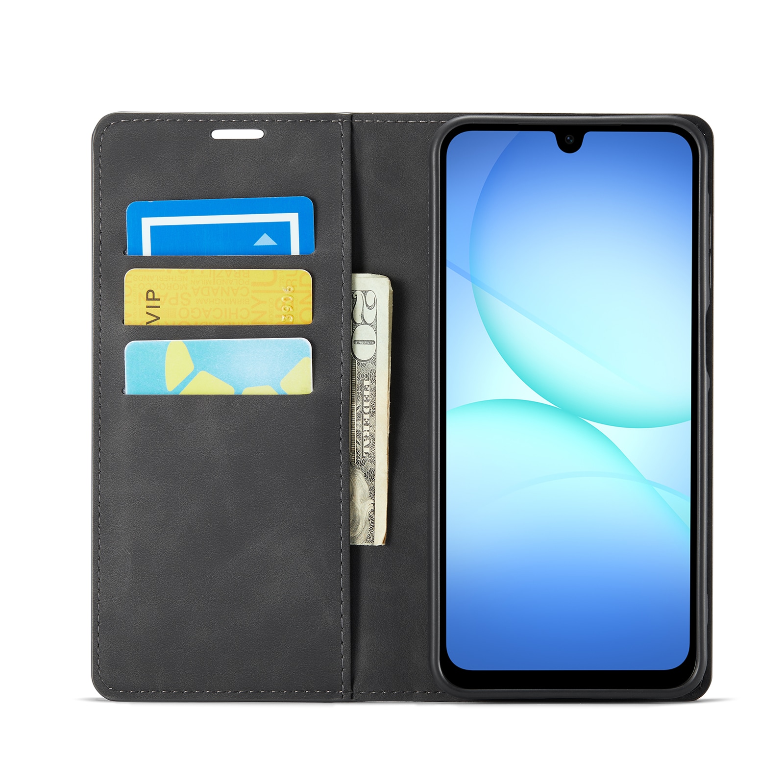 Samsung Galaxy A17 Slimmat fodral med kortfack, Svart