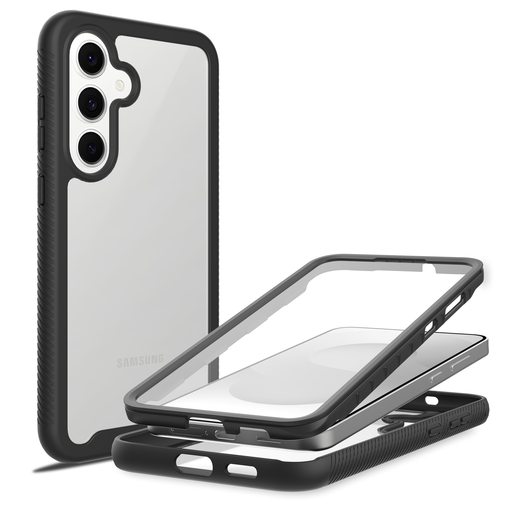 Samsung Galaxy S25 FE Mobilskal Full Protection, Svart/transparent