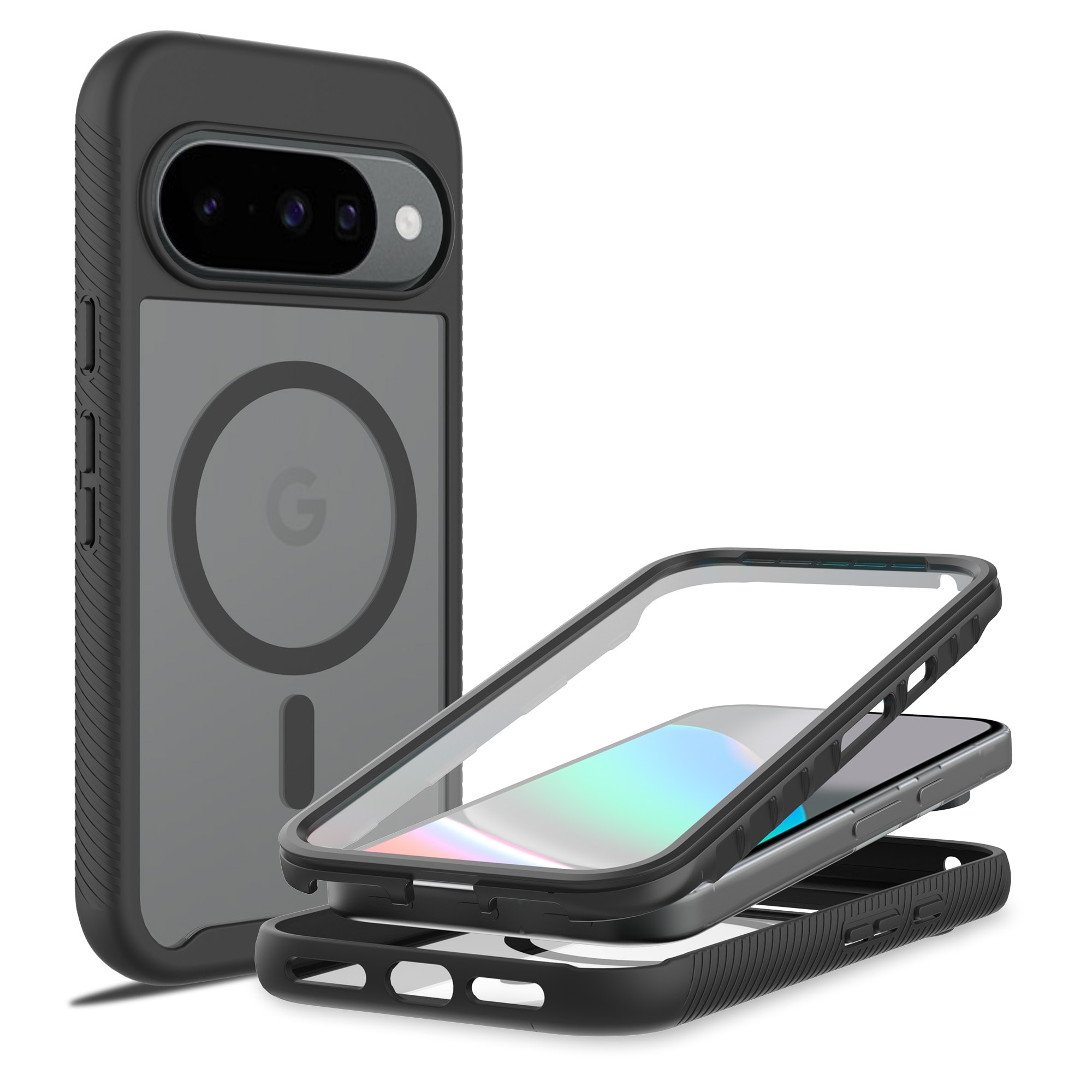 Google Pixel 10 Pro Mobilskal Magnetisk Full Protection, Svart/transparent