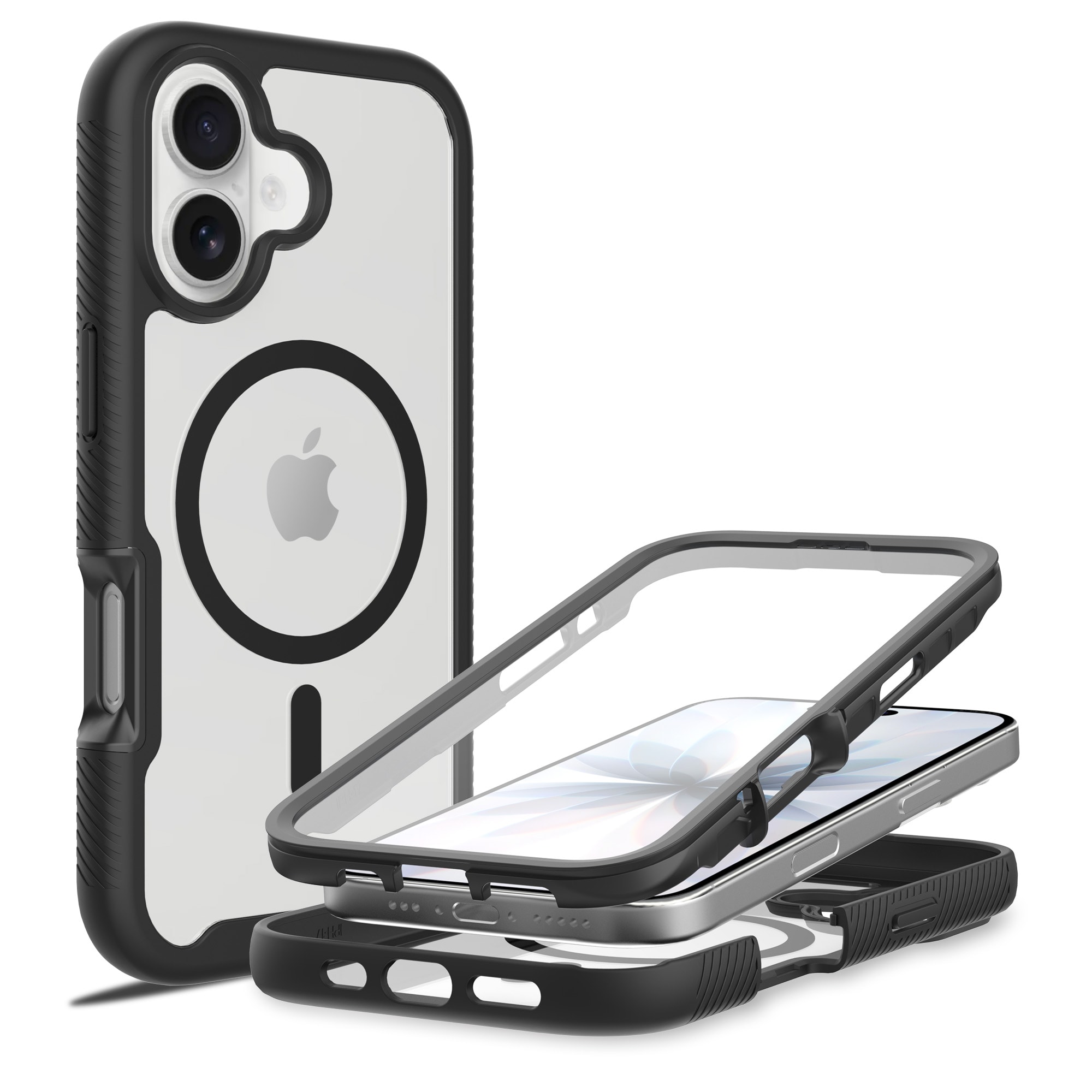 iPhone 17 Mobilskal Magnetisk Full Protection, Svart/transparent