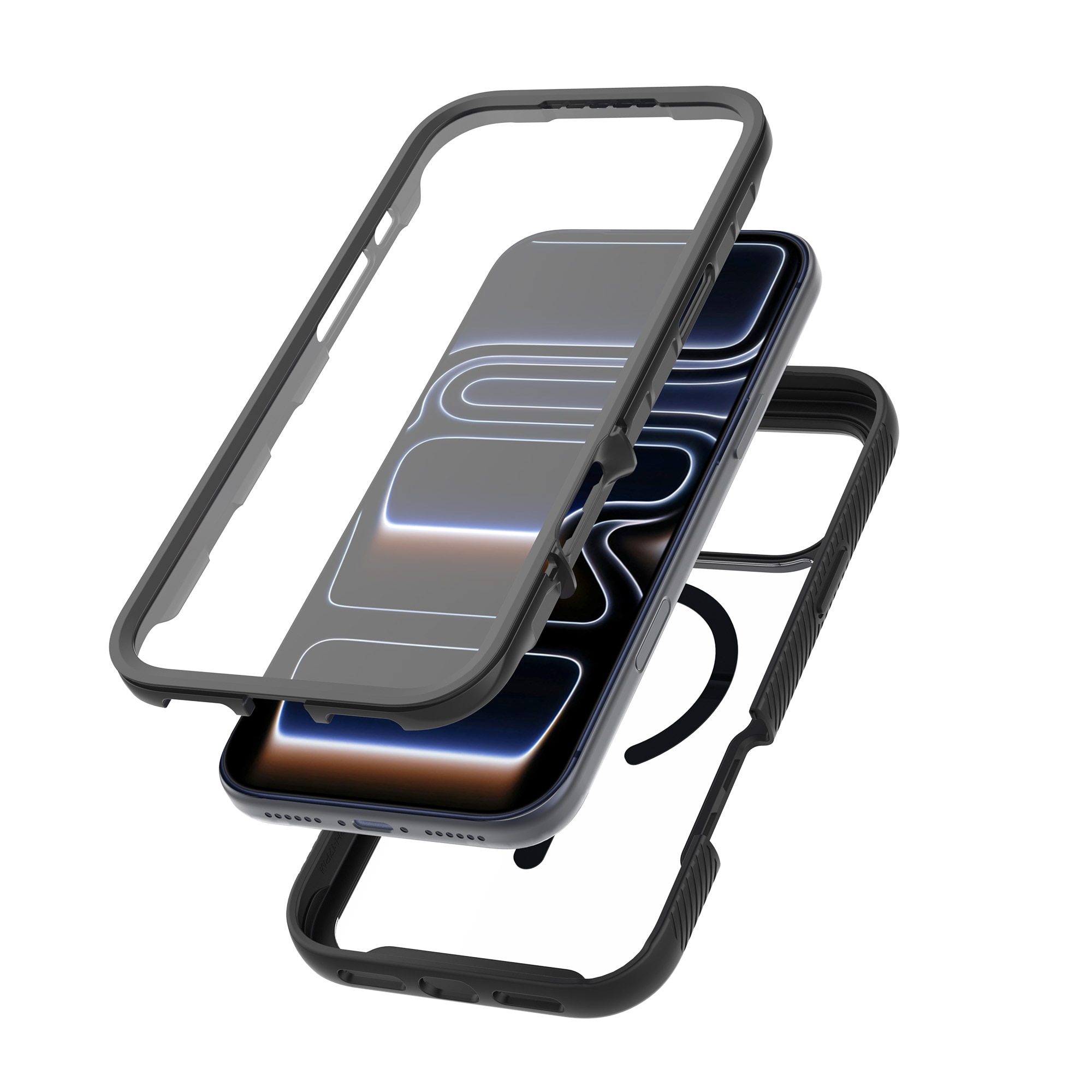 iPhone 17 Pro Mobilskal Magnetisk Full Protection, Svart/transparent